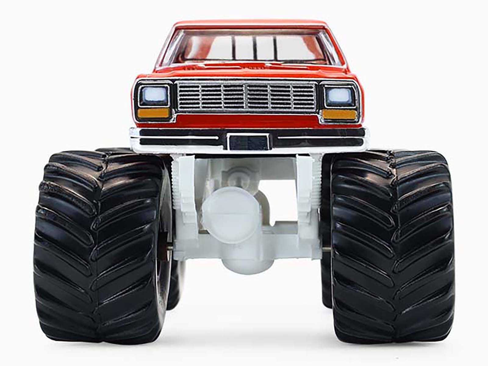 Back. Greenlight - 1990 Dodge Ram D250 Monster Truck "Cyborg" Red "Kings of Crunch" Series 16 1/64 Diecast Model Car by Greenlight - Red.