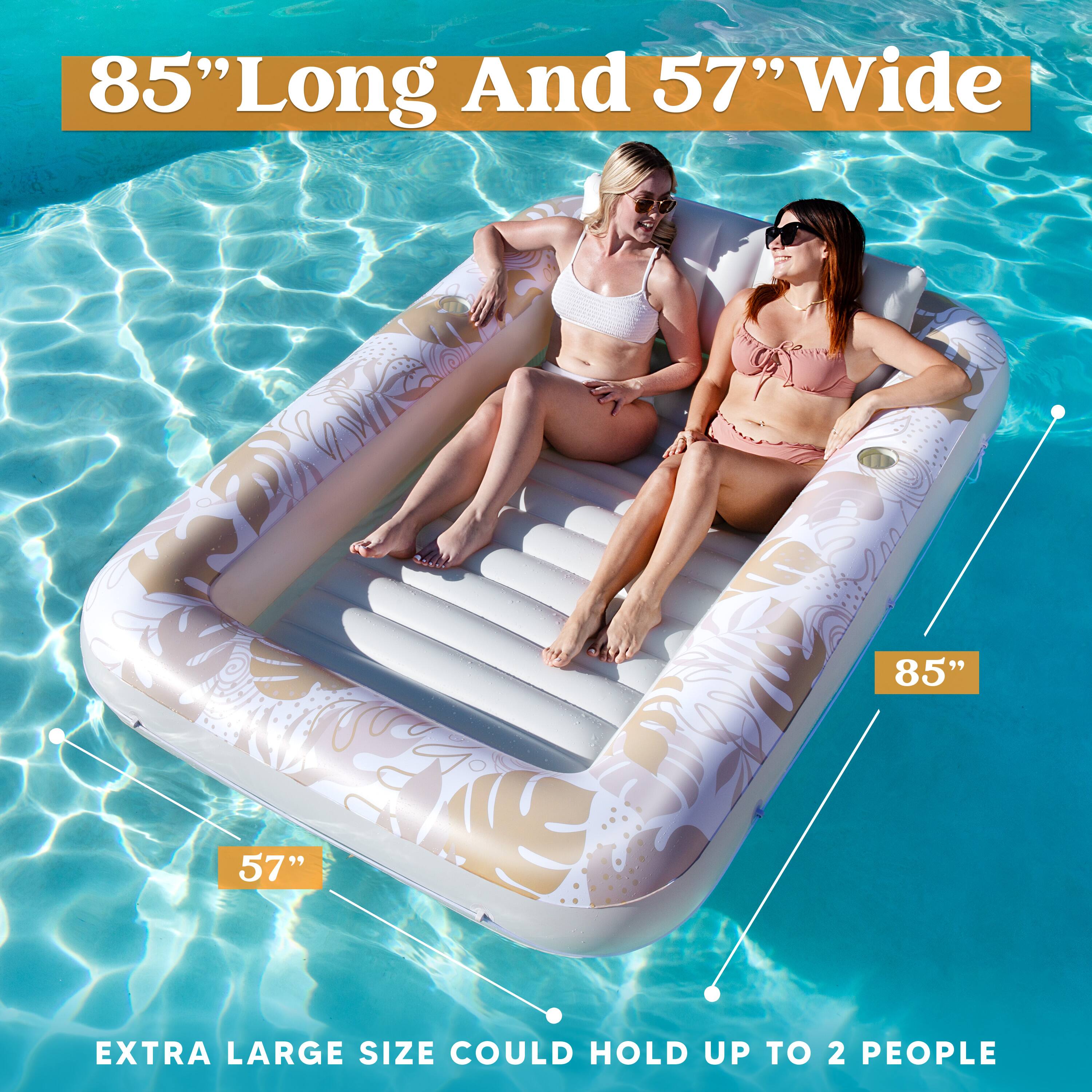 85" Long And 57" Wide

EXTRA LARGE SIZE COULD HOLD UP TO 2 PEOPLE