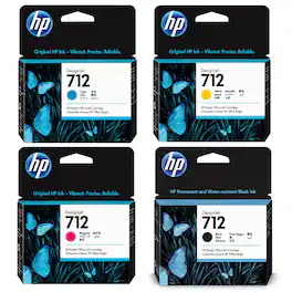 HP - 712 29ml Cyan/Magenta/Yellow and 80ml Black DesignJet Ink Cartridge for T650, T630, T230, T210 & Studio Plotter
