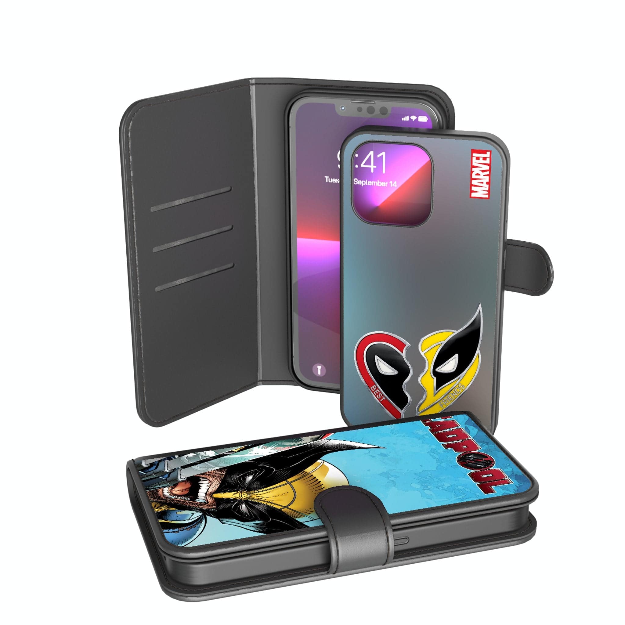 Keyscaper - Marvel Cover Art Wallet Phone Case - Apple iPhone 15 - Deadpool Wolverine 3