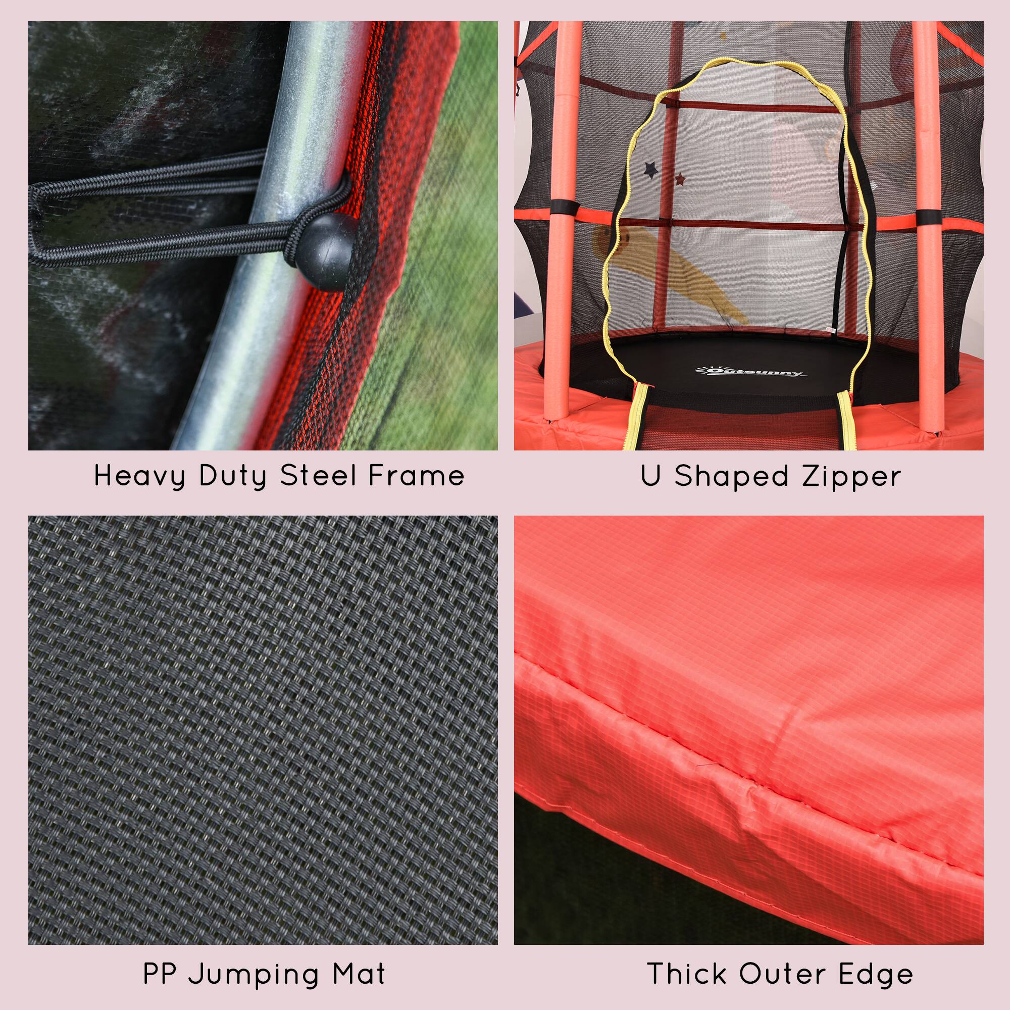 Heavy Duty Steel Frame

U Shaped Zipper

PP Jumping Mat

Thick Outer Edge