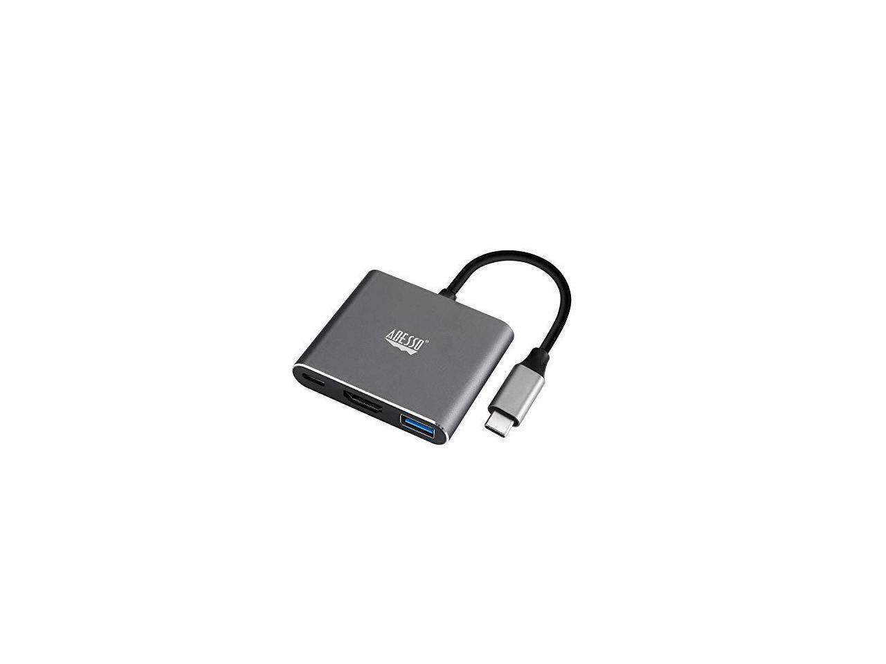 Alt View 10. Adesso - Adesso AUH-4010 3-in-1 USB-C Multi-Port TAA Compliant Docking Station - Black/Gray - Unknown.