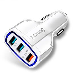 Kitcheniva - Fast Car Charger 3-Port USB Adapter iPhone & Android White - White
