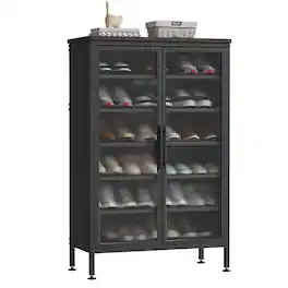 Malletson - 6-Tier Metal Shoe Cabinet with Sturdy Support Legs, Shoes Rack Organizer Cabinet for Entryway - Black