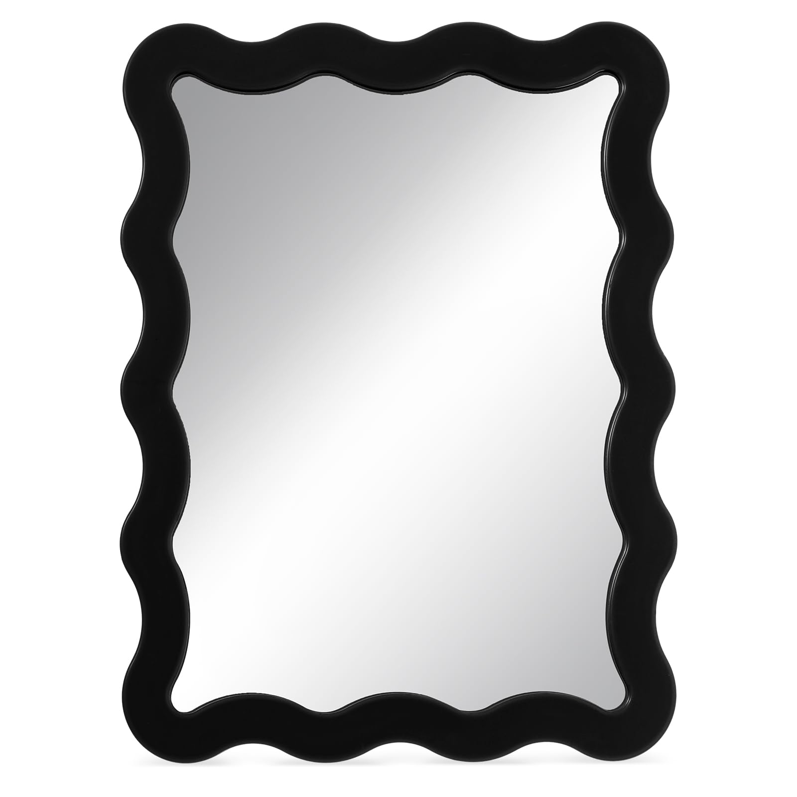 Front. Pacoar Cade - Scalloped Magnetic Locker Mirror Small Real Makeup With Backing Cute Decorations For Office Cabinet Lockers Accessories - Black.