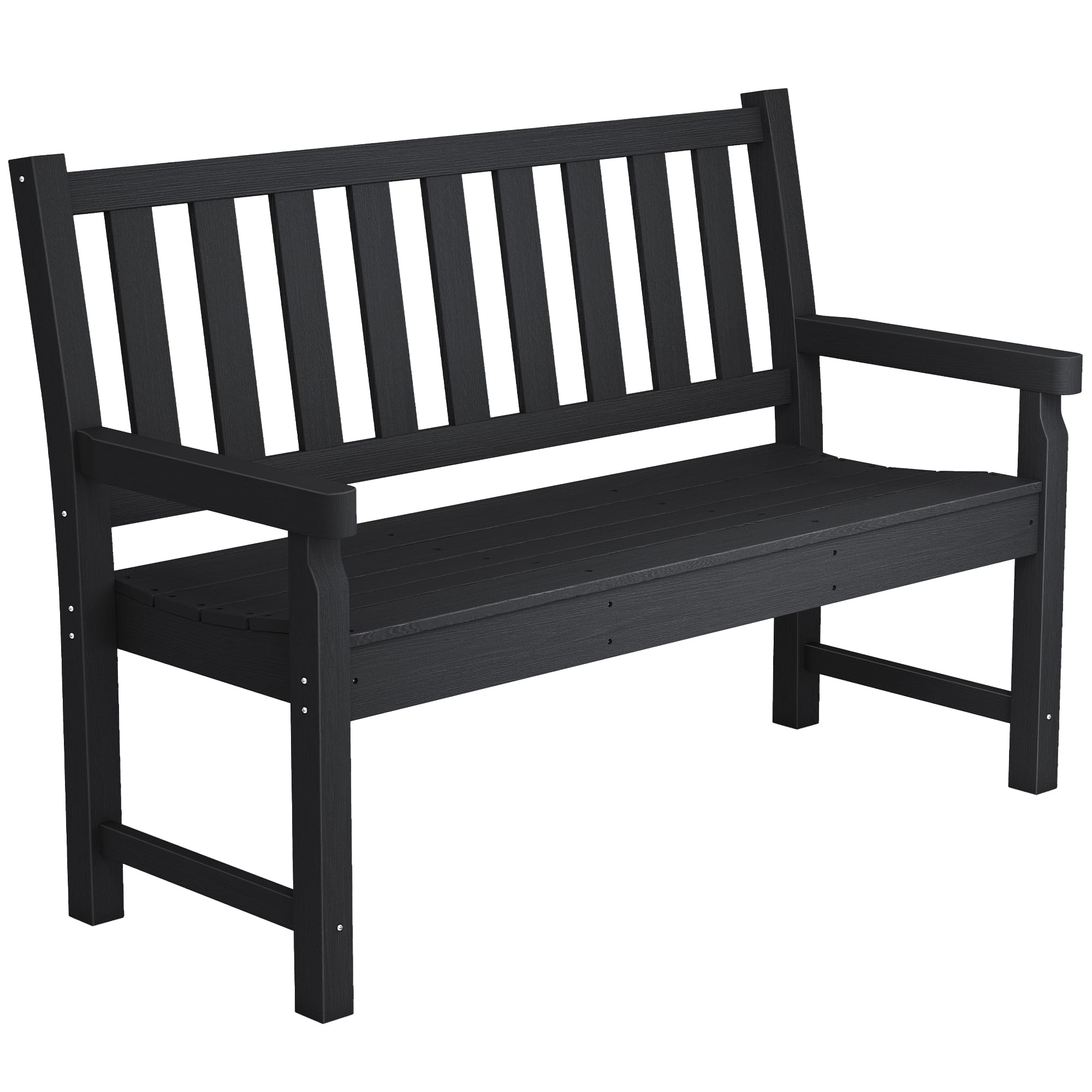 Outsunny - Garden Bench, HDPE Outdoor Bench with 530 lbs Capacity, Curved Seat for Backyard, Park, Porch - Brown