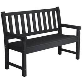 Outsunny - Garden Bench, HDPE Outdoor Bench with 530 lbs Capacity, Curved Seat for Backyard, Park, Porch - Brown