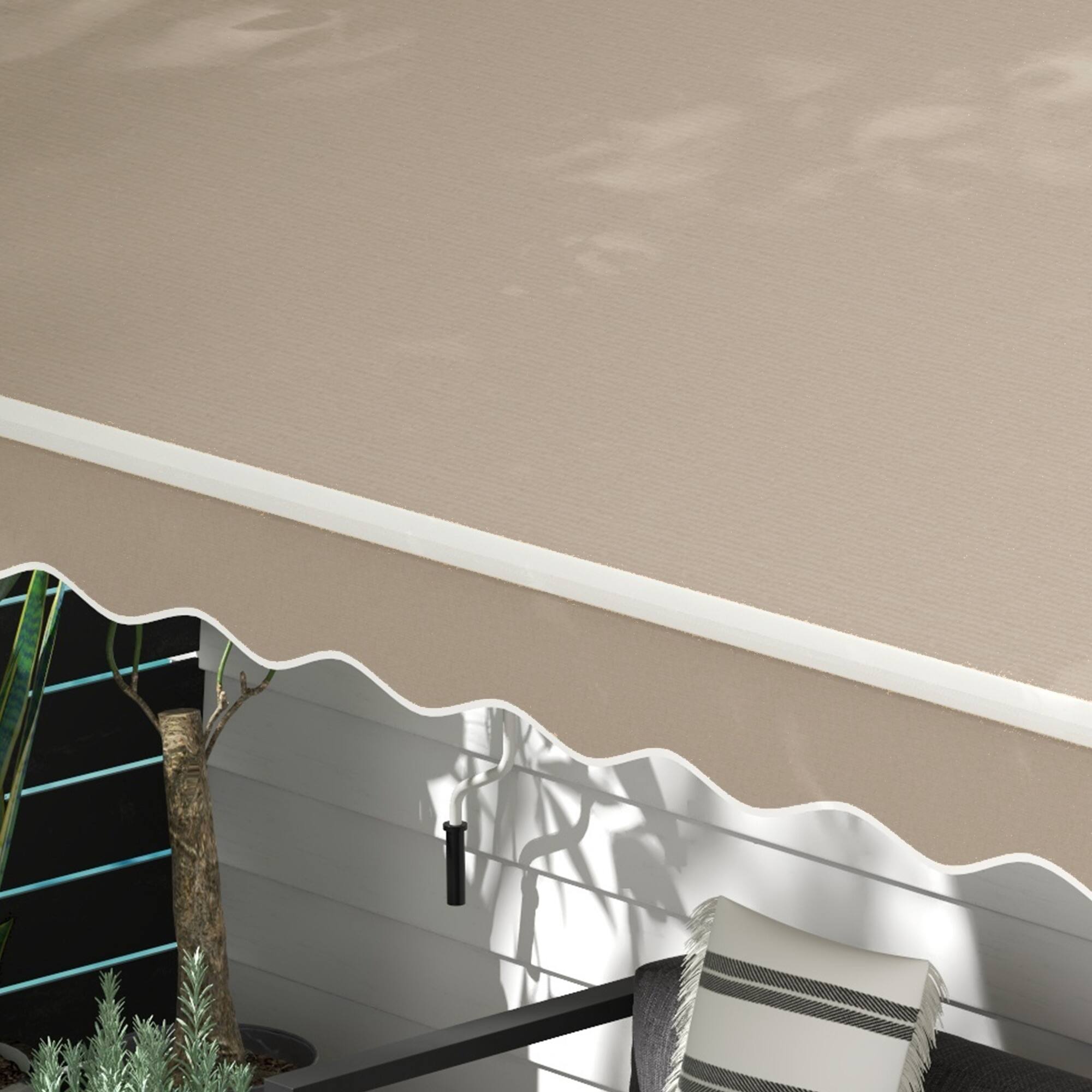 Alt View 7. Outsunny - 13' x 8' Retractable Awning, Patio Awnings, Sunshade Shelter w/ Manual Crank Handle, UV & Water-Resistant Fabric - Beige.