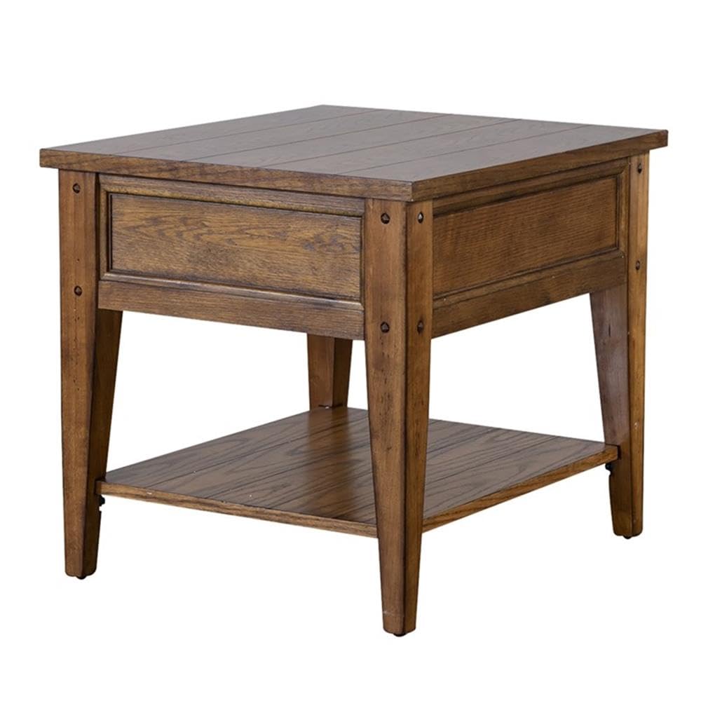 Alt View 1. Liberty Furniture Industries - Lake House End Table in Oak - Brown.