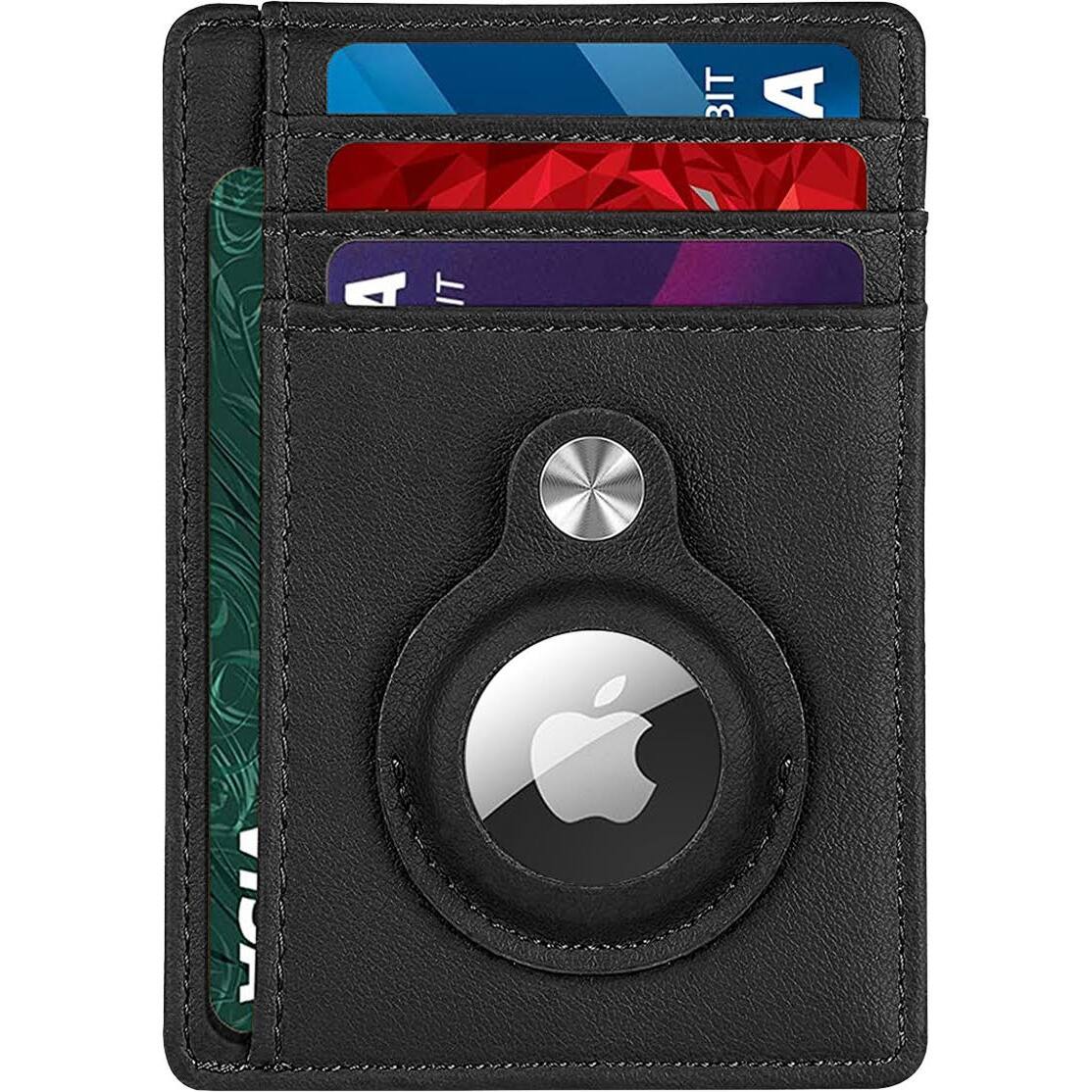 Alt View 16. SaharaCase - Slim Genuine Leather Wallet Case for Apple AirTag - Black.