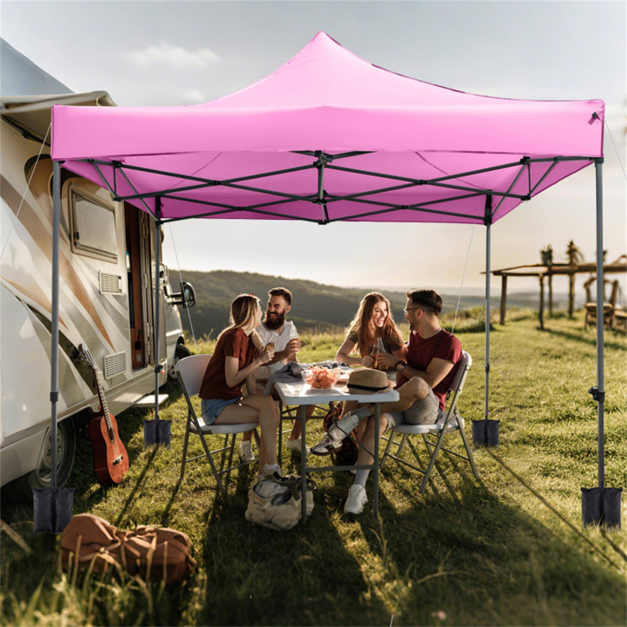 Alt View 2. Boyel Living - Pink 128.4-in W x 120-in D x 120-in H Pop up Canopy Tent with Carrying Bag.