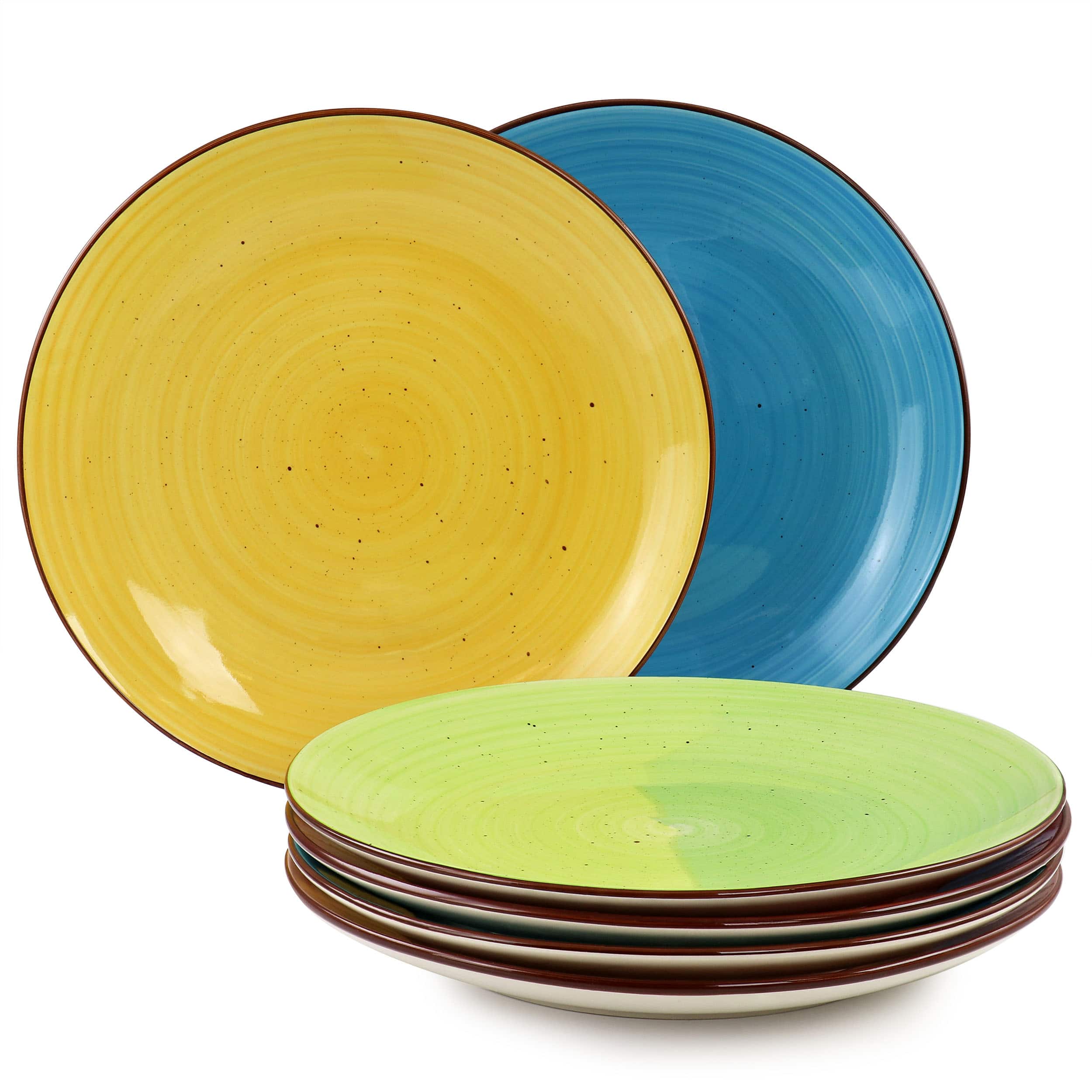 Elama - Sebastian 6 Piece Stoneware Dinner Plate Set in Assorted Colors - Multi