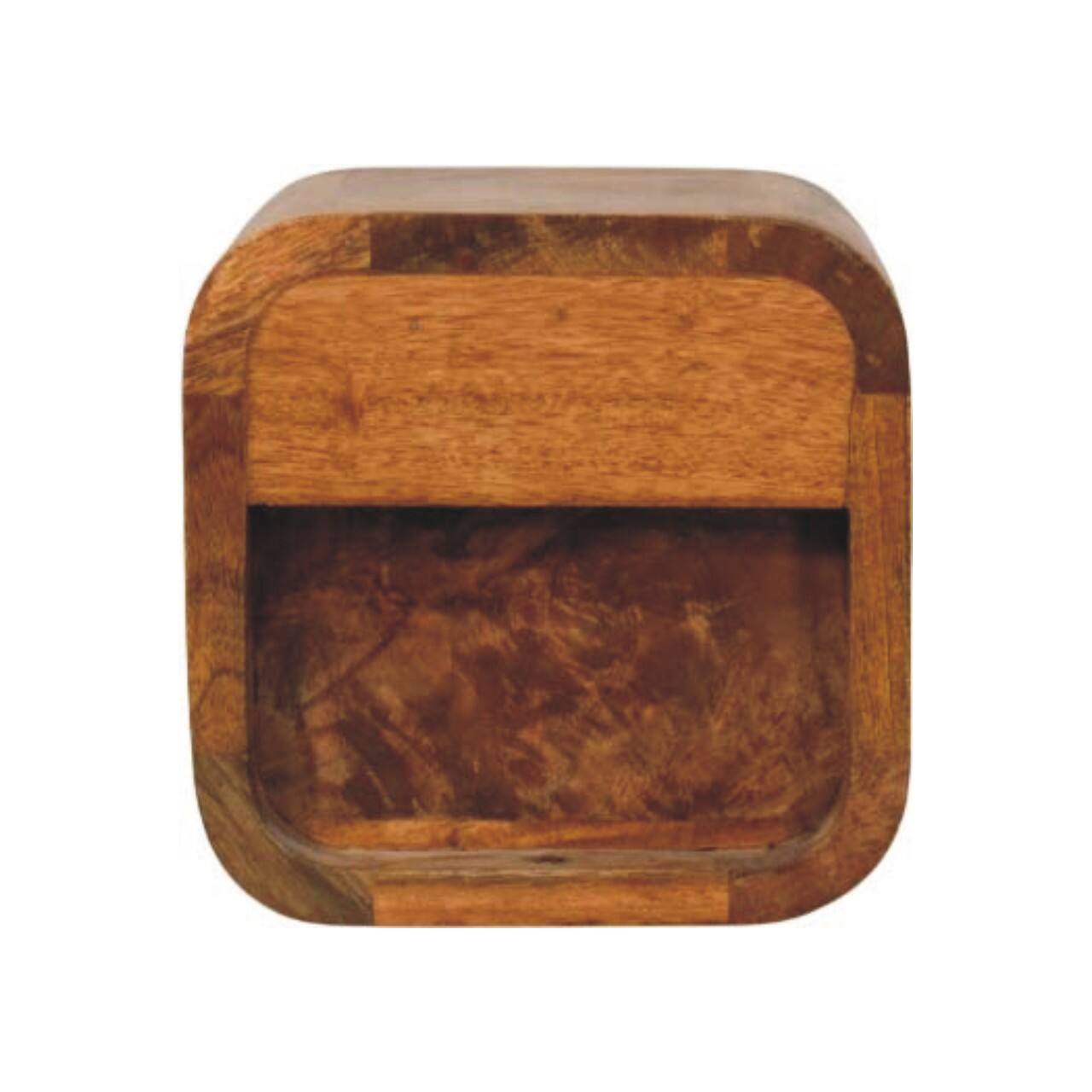 Alt View 5. Artisan Furniture - Artisan Furniture Solid Wood Curved Wall Mounted Bedside, 1 Drawer, 1 Open Slot, Light Brown - Brown.