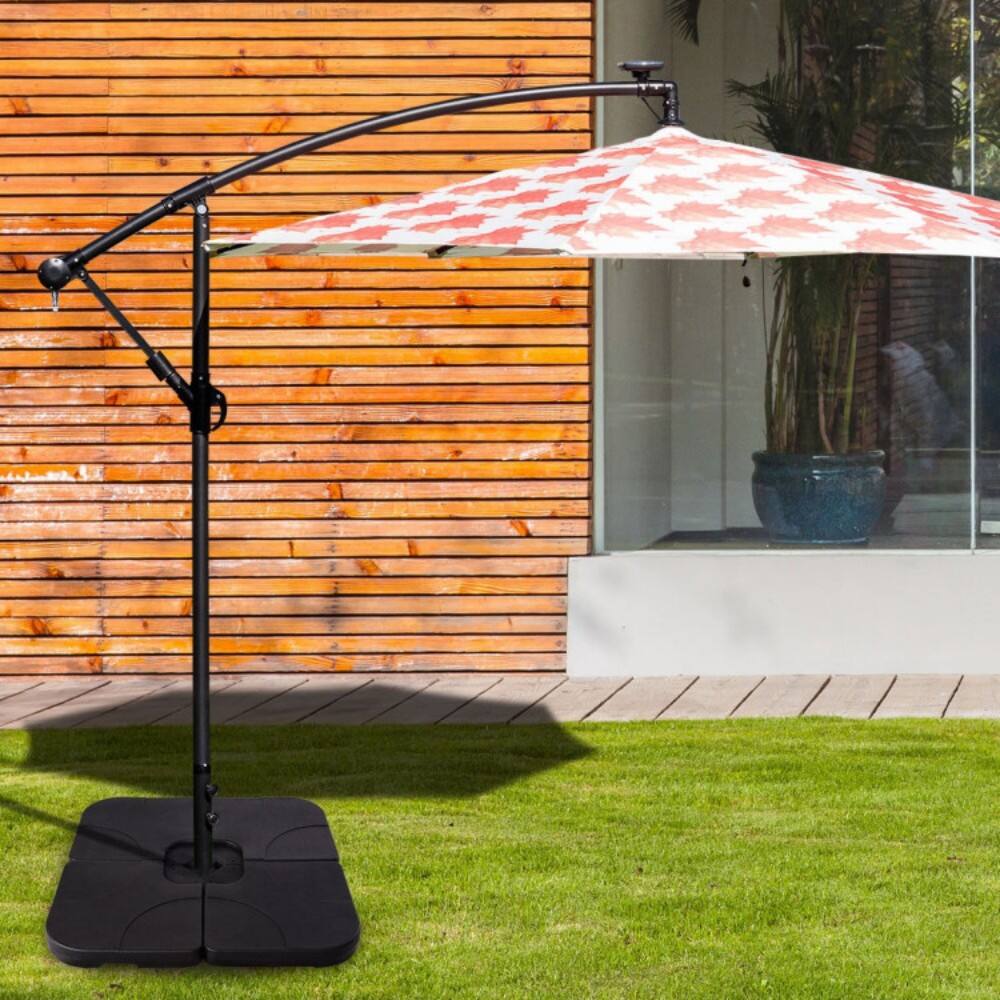 Left. Mondawe - 20 Inch Patio Offset Water Filled Plate Umbrella Base Sand - Black.