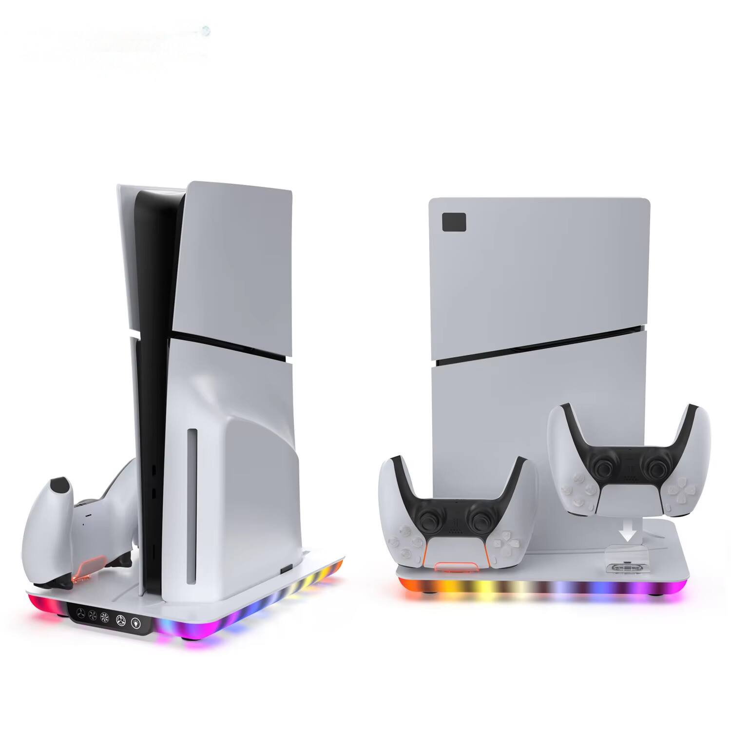 Front. Cluzine - PS5 Cooling Stand with Dual Controller Charging Dock, RGB Ambient Light, Compatible with PS5, PS5 Pro, PS5 Slim.