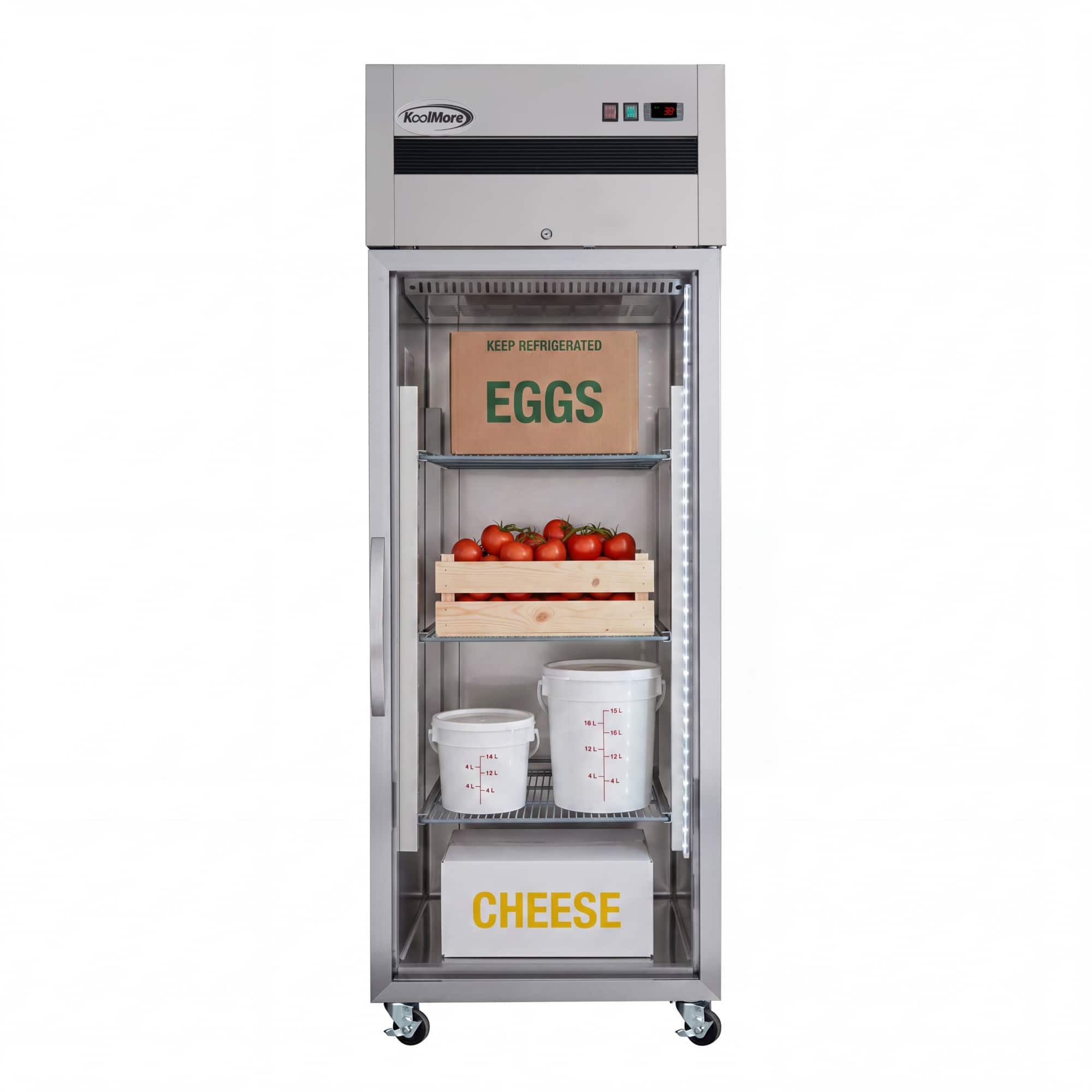 Koolmore - 30 in. Glass-Door Commercial Reach-In Refrigerator with Top-Mounted Compressor, 25 cu. ft. in Stainless-Steel - Stainless Steel