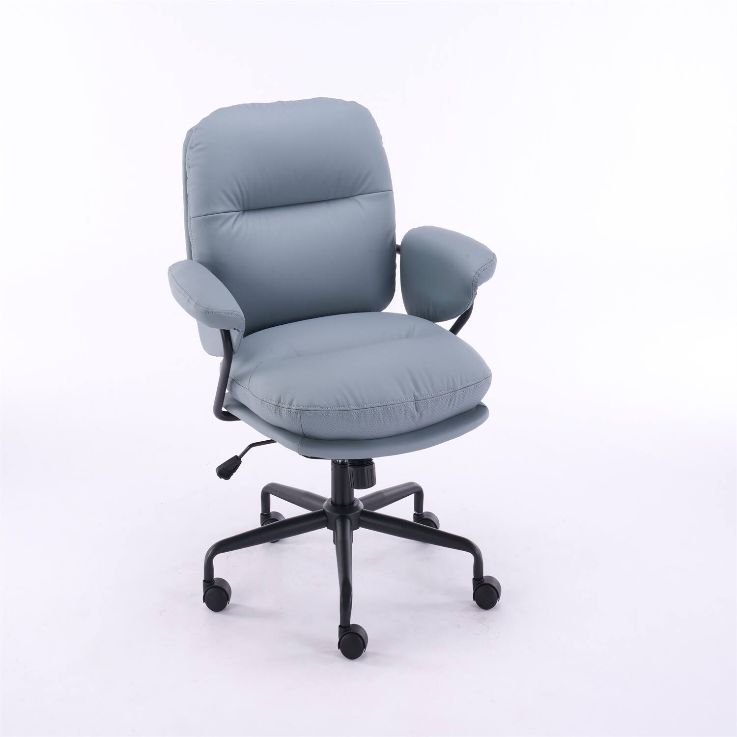 Alt View 6. Forest'nSky - Sage Ergonomic White Leather Office Chair, Reclining Backrest with Adjustable Height & 360° Swivel, Easy Assembly - Sage.