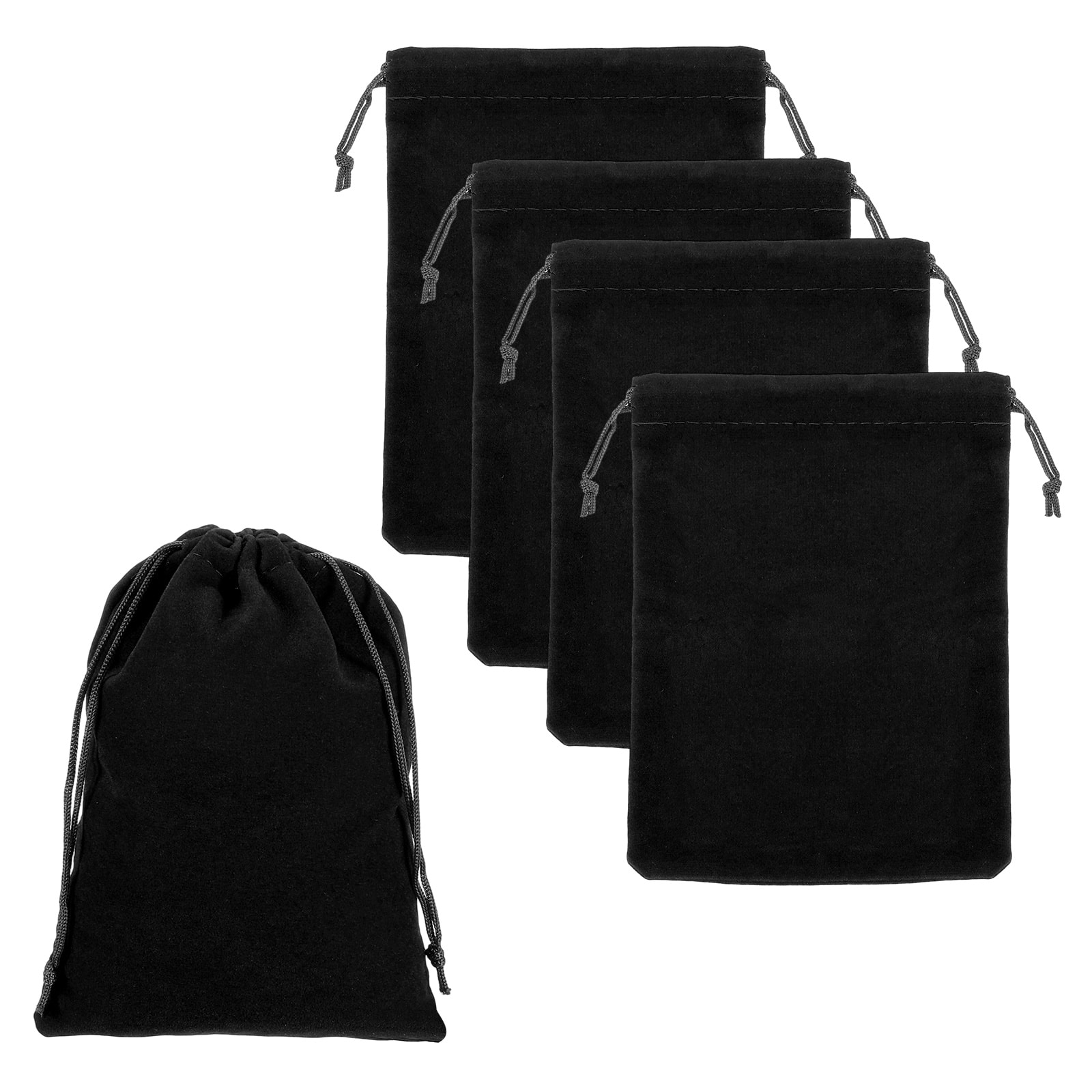 Unique Bargains - Headphone Bag, 5pcs 7.87x5.91 Inch Travel Headset Carrying Storage Pouch Soft Drawstring for Over-Ear Headphones - Black