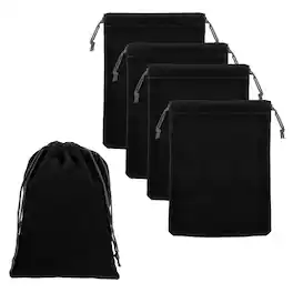Unique Bargains - Headphone Bag, 5pcs 7.87x5.91 Inch Travel Headset Carrying Storage Pouch Soft Drawstring for Over-Ear Headphones - Black