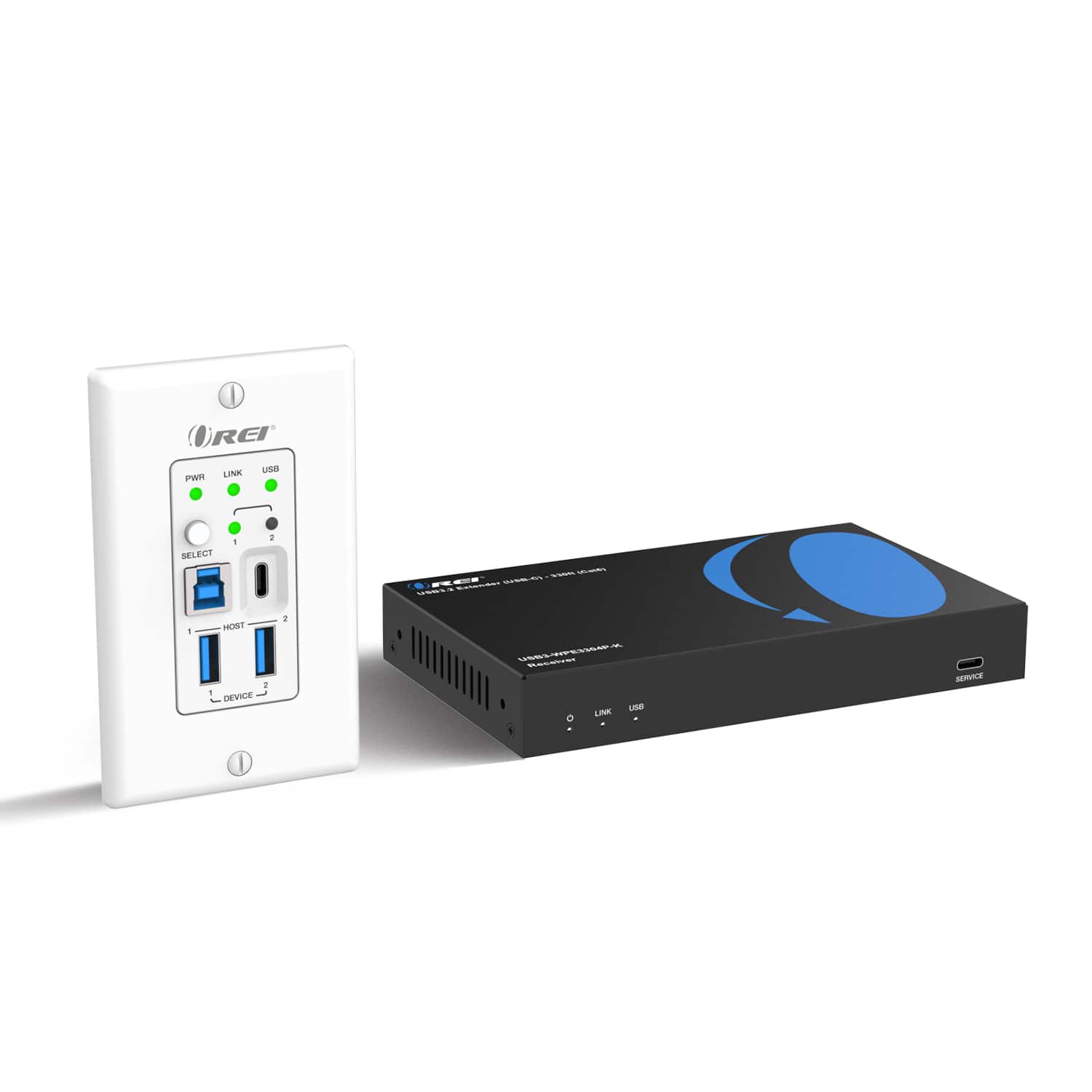 Orei - USB3.2 Extender (USB-C) - 330ft (Cat6) - (USB3-WPE3304P-K) - Black