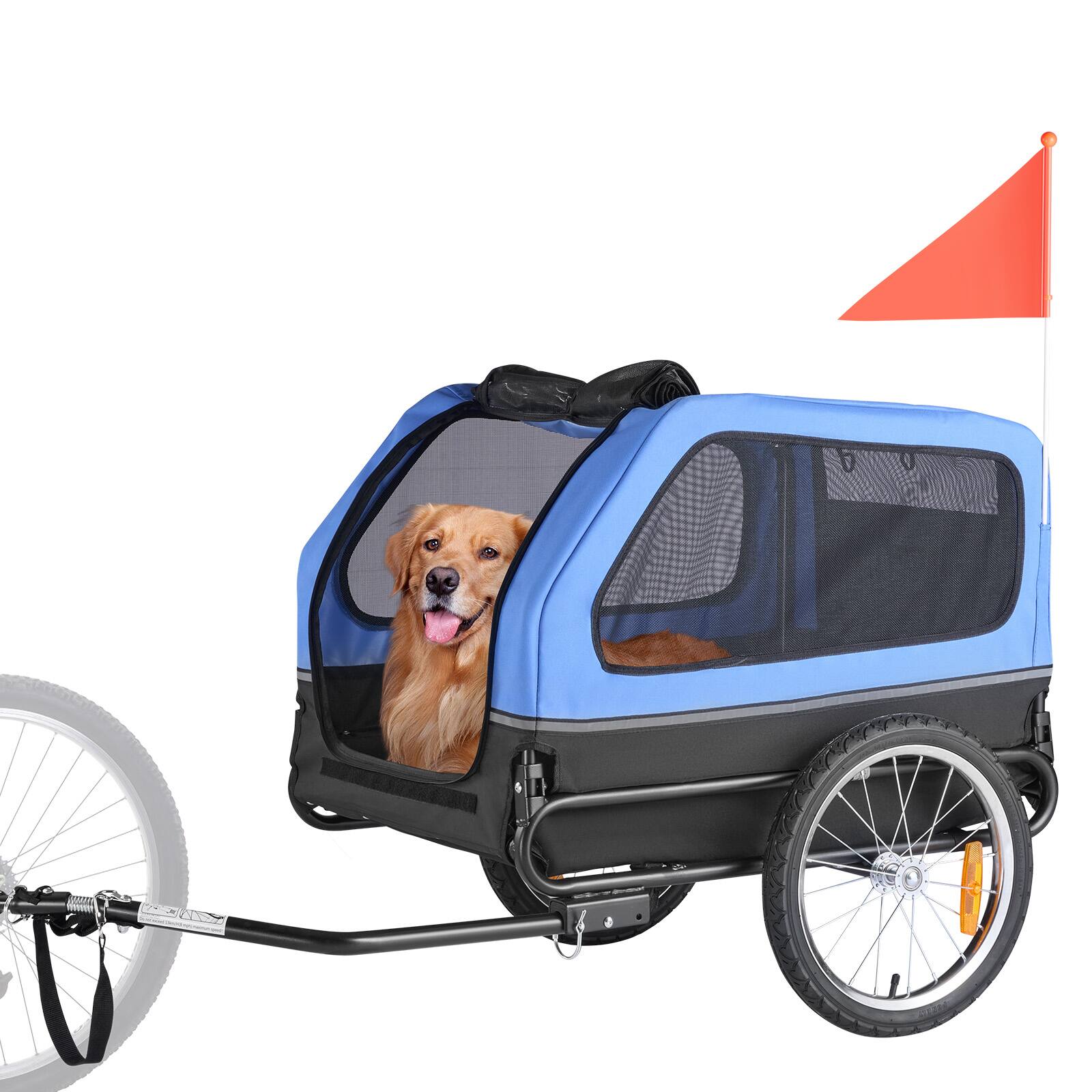 Alt View 5. VEVOR - Dog Bike Trailer, Supports up to 88 lbs, Pet Cart Bicycle Carrier for Small & Large Dogs, Easy Folding Frame - Blue + Black.