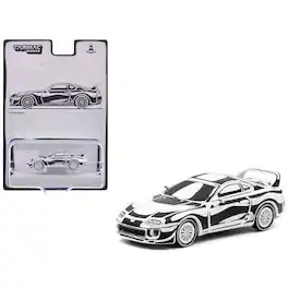 Toyota Supra "Designed by Joshua Vides" Black and White "Hobby64" Series 1/64 Diecast Model Car by Tarmac Works