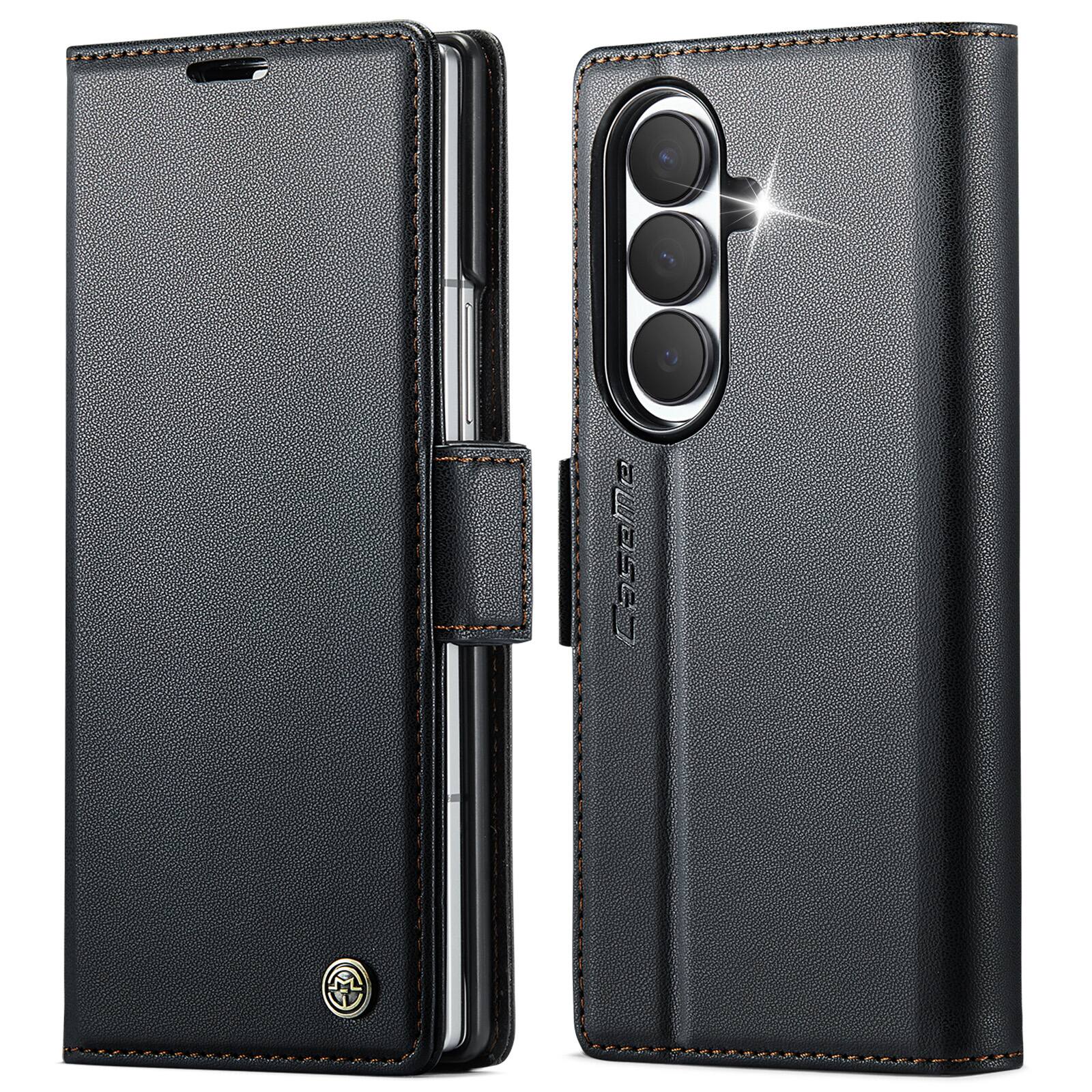 Angle. UUCOVER - For Samsung Galaxy Z Fold8 Ultra PU Leather Wallet Case with RFID Blocking Card Holder Cash Slot, Magnetic Folio Cover - Black.