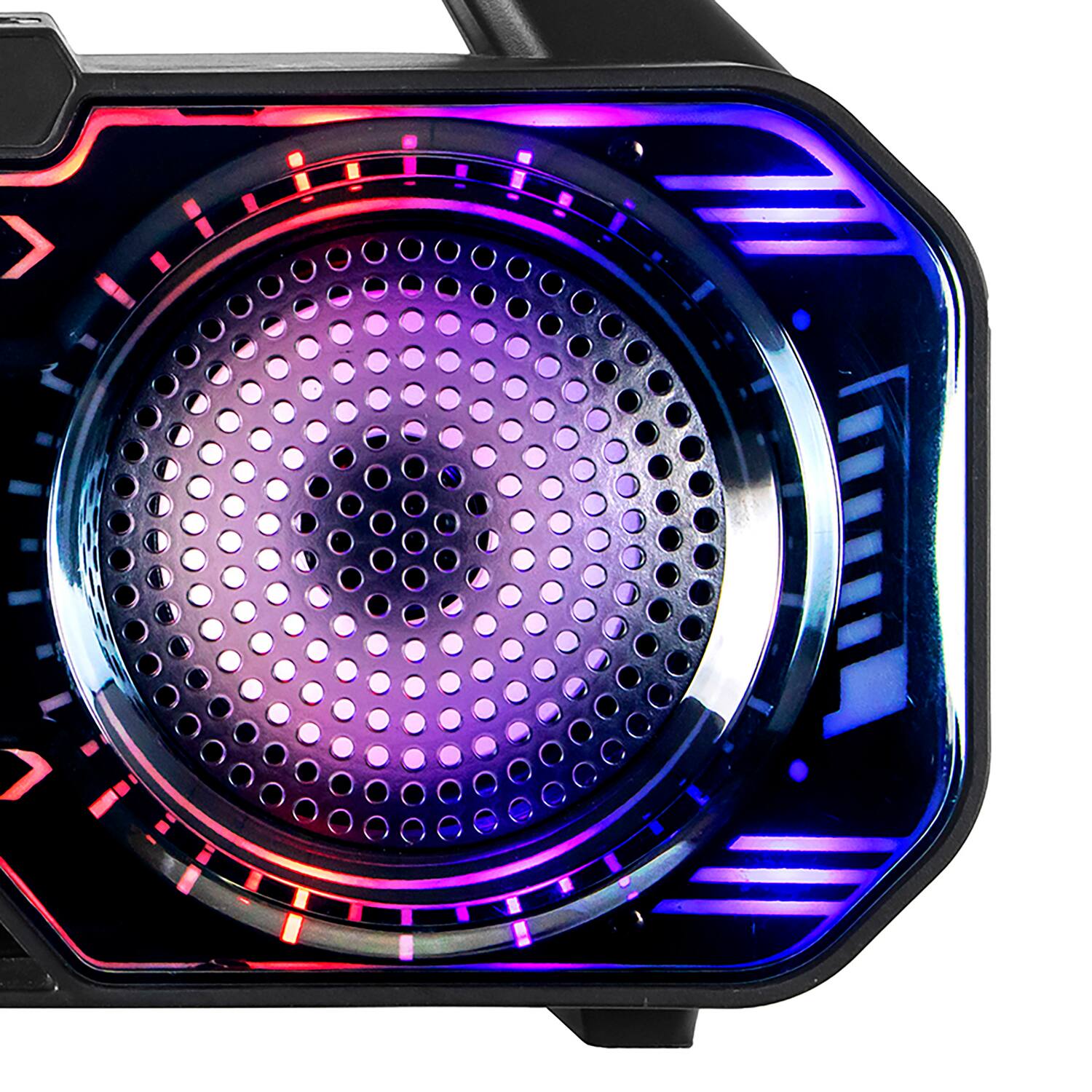 Back. RCA - 6W Bluetooth Speaker, TWS, Dual Drivers, RGB Lights, USB/microSD, FM Radio, 6 Hr Play Time - Black.