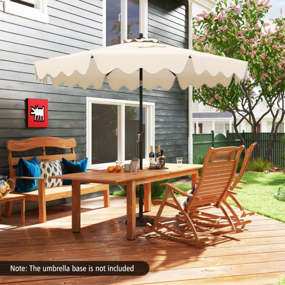 Mondawe - 9 Feet Patio Umbrella with Crank Handle and Push Button Tilt - Beige