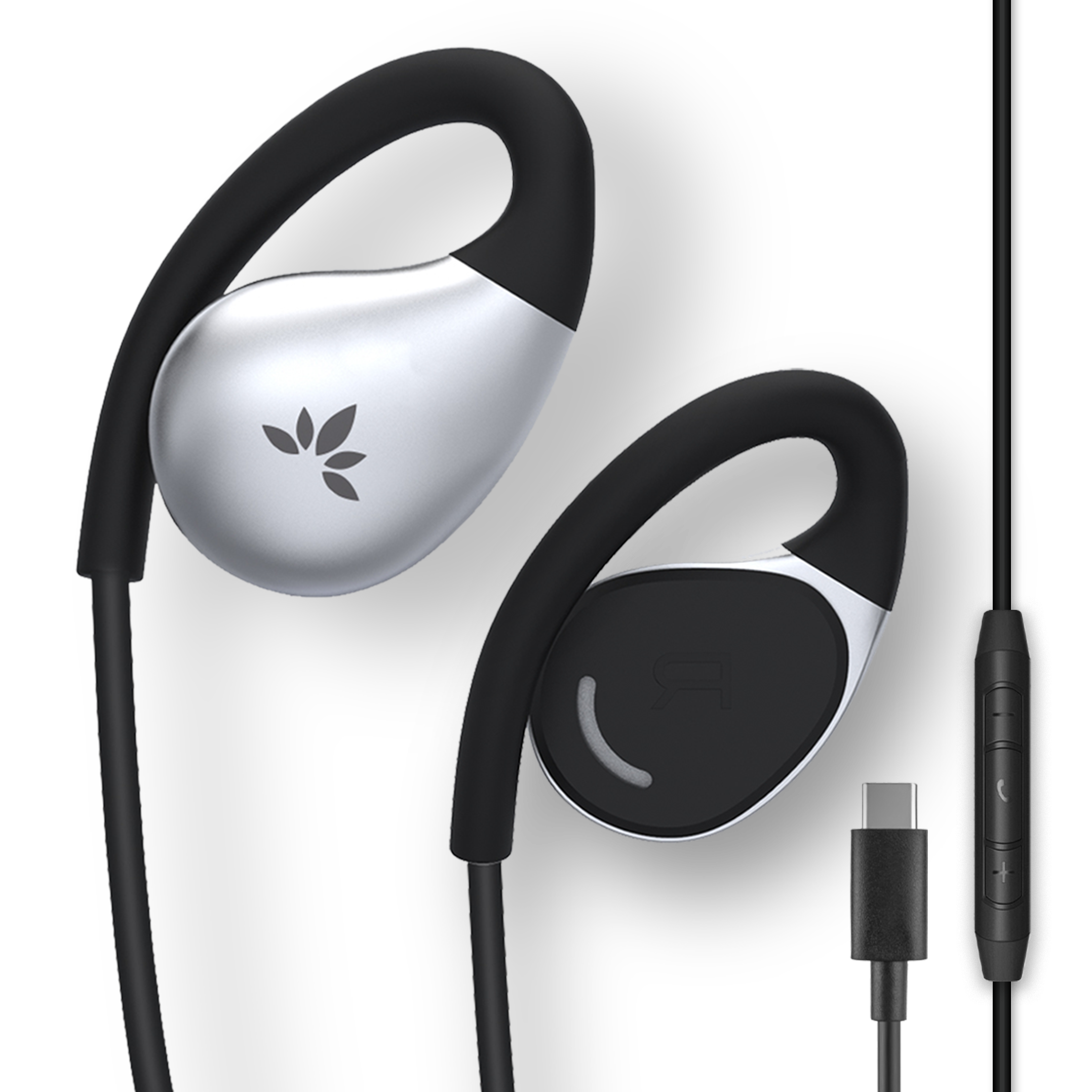 Front. Avantree - Resolve C191-L(Large) – USB-C Wired Open-Ear Earbuds w/Mic & Over-Ear Hook.