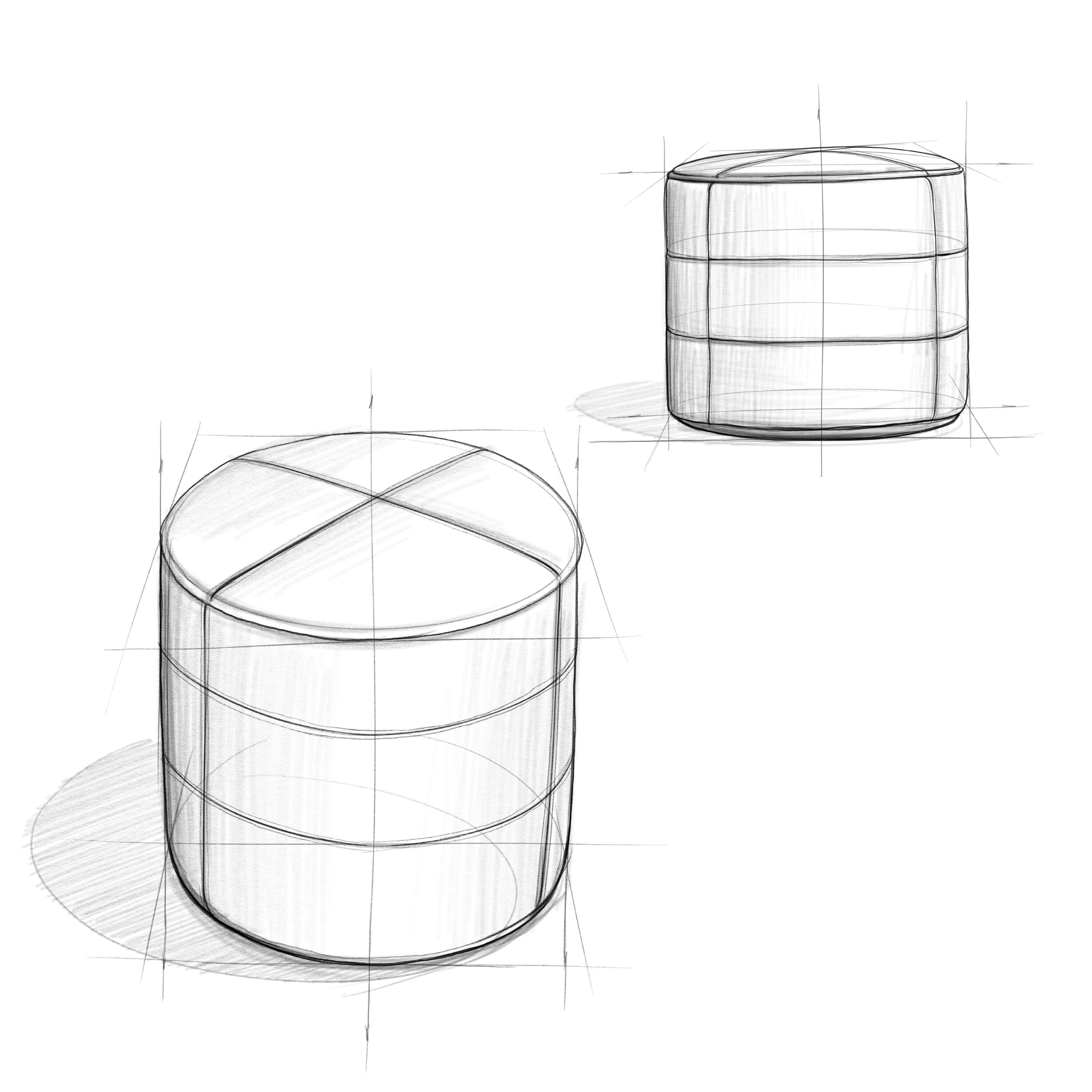 Left. Simpli Home - Connor Round Pouf - Distressed Brown.