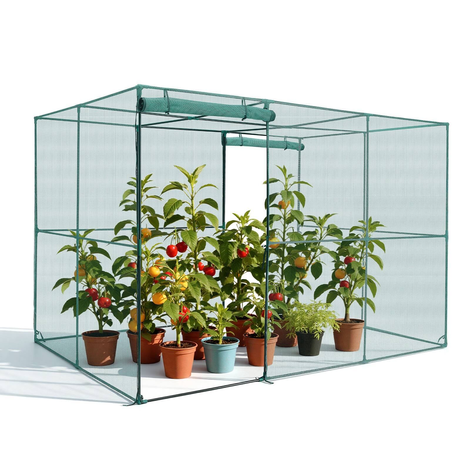 VEVOR - Crop Cage, 9.5 x 6.36 x 6.36 ft Plant Protection Tent with Zippered Door, Wind-Resistant Tall Crop Cage, Easy to Install - Green + black