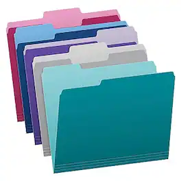 Pendaflex - File Folder, 1-Tab, Assorted, Letter Size, 100/Box (02315) - Assorted Colors