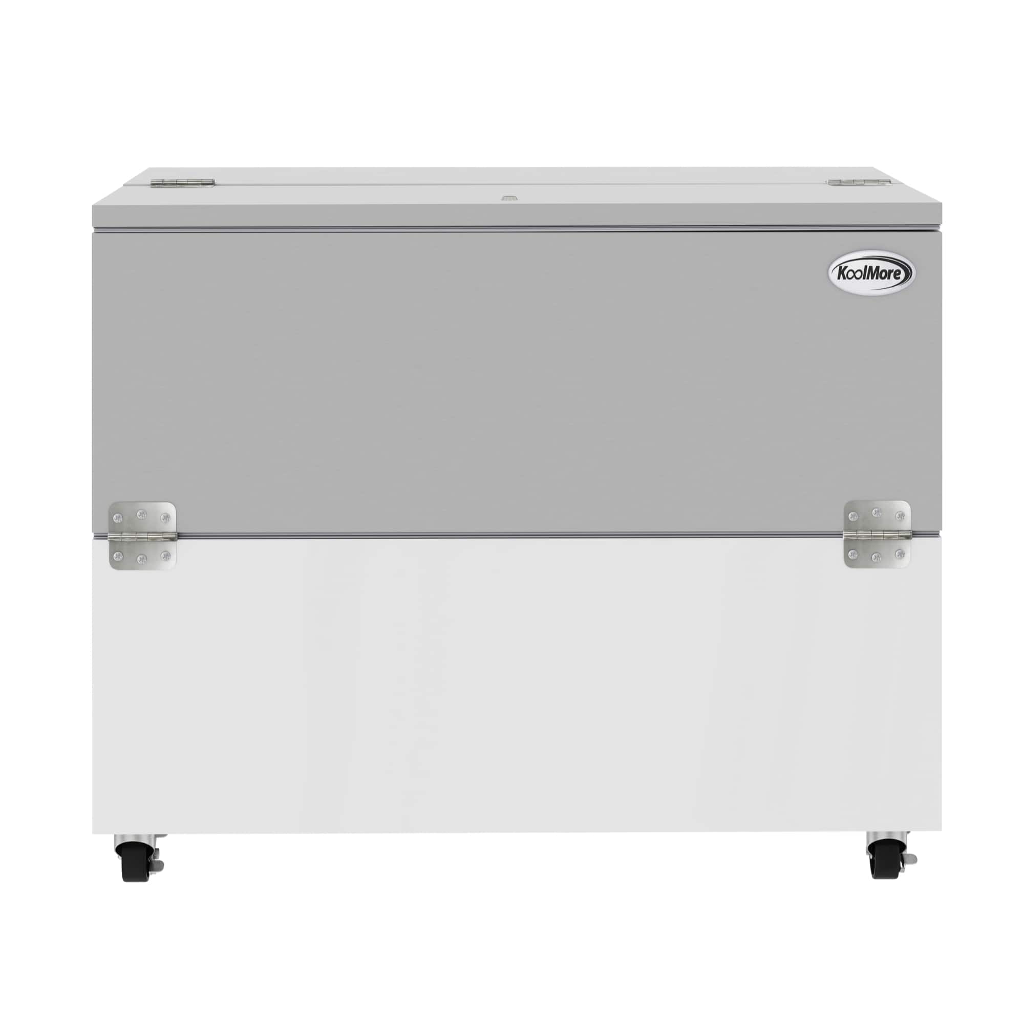Koolmore - 49 in. Commercial Milk Cooler for School and Cafeteria, 12 Crate Capacity with Heavy Duty Casters - White and Stainless-Steel