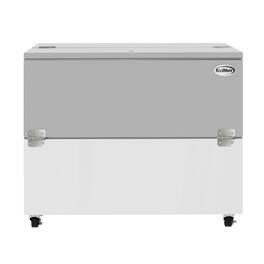 Koolmore - 49 in. Commercial Milk Cooler for School and Cafeteria, 12 Crate Capacity with Heavy Duty Casters - White and Stainless-Steel