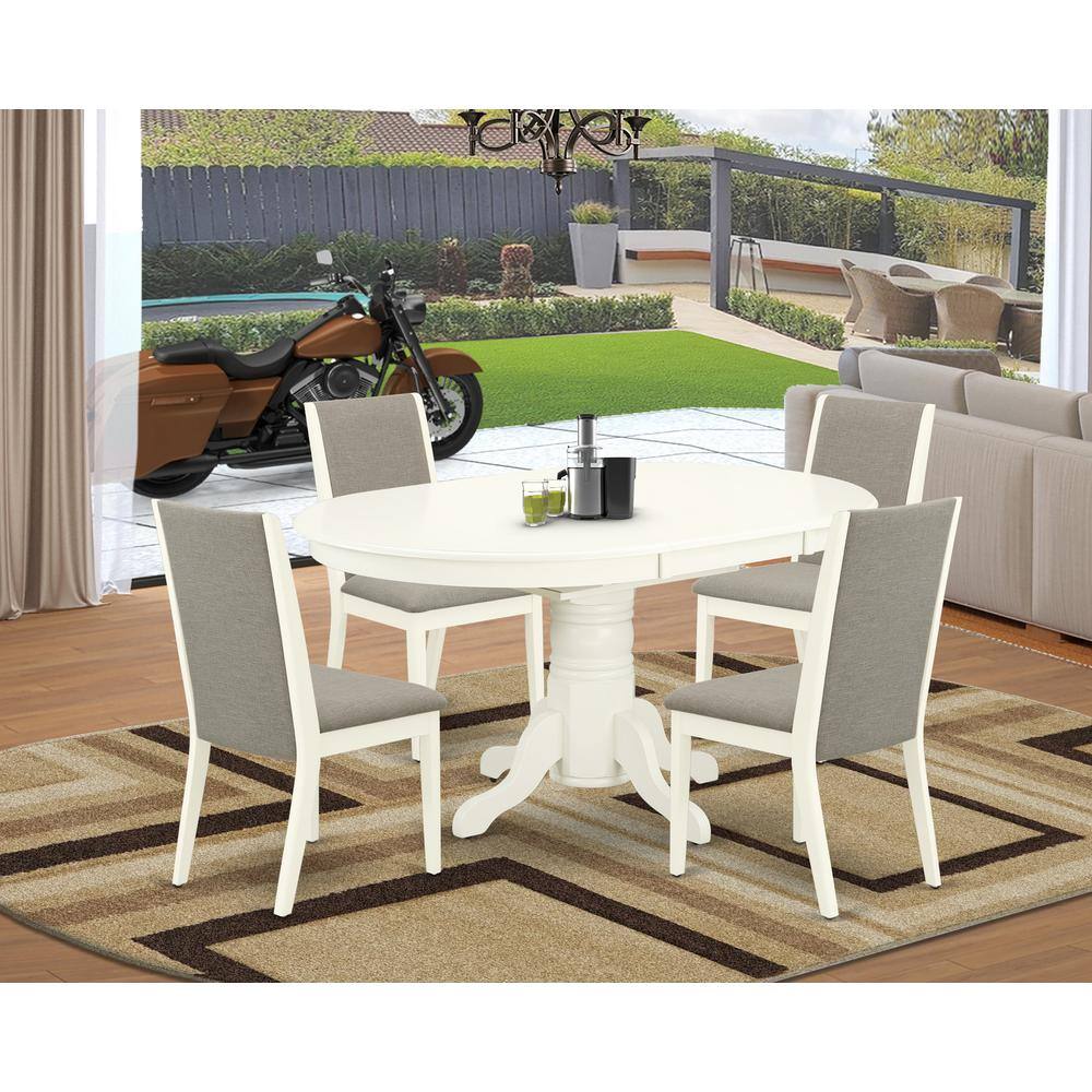 Left. East West Furniture - Dining Room Set Linen White - Brown.