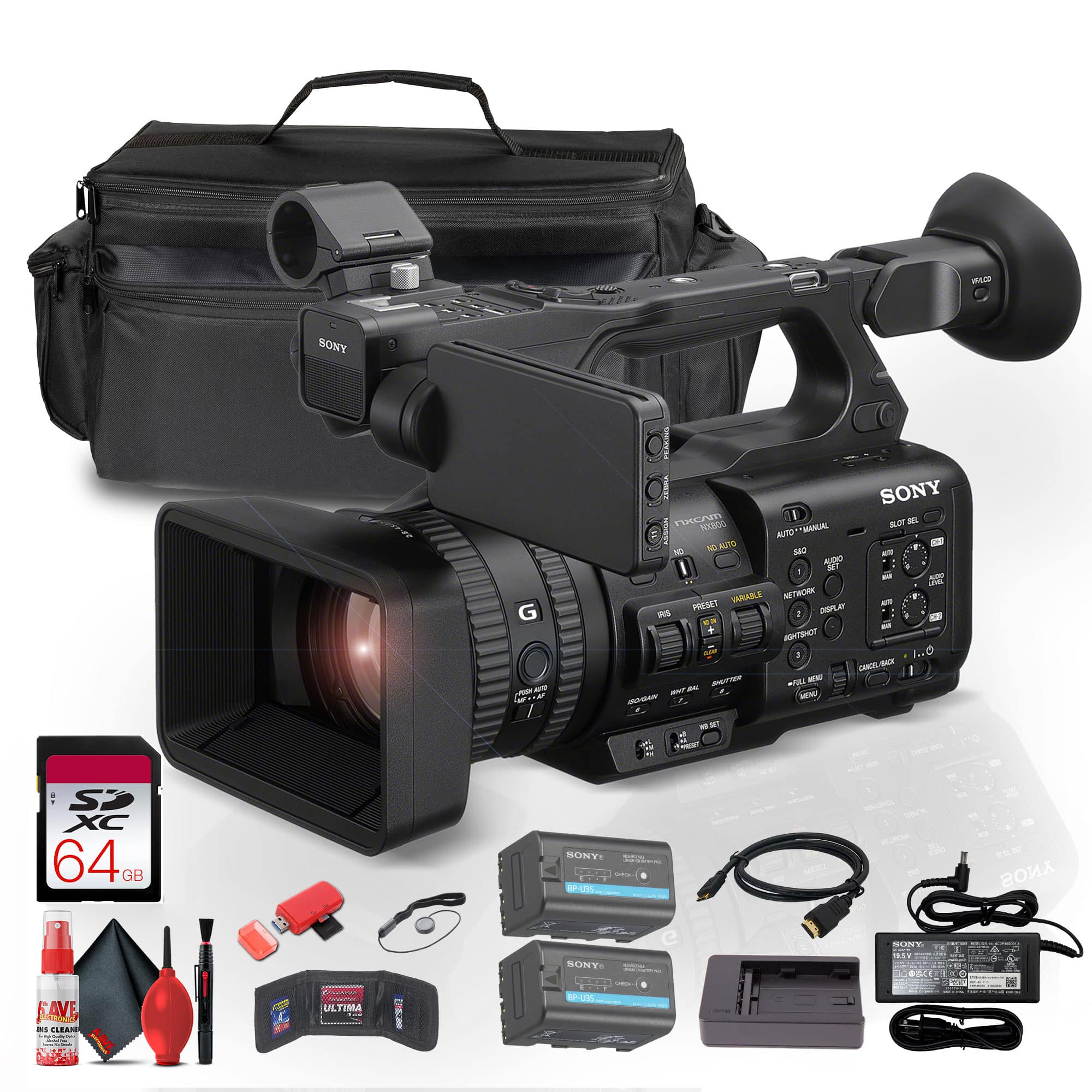 Sony - PXW-Z200 XDCAM Camcorder + BP-U35 Battery + 64GB Card + Large Case + More