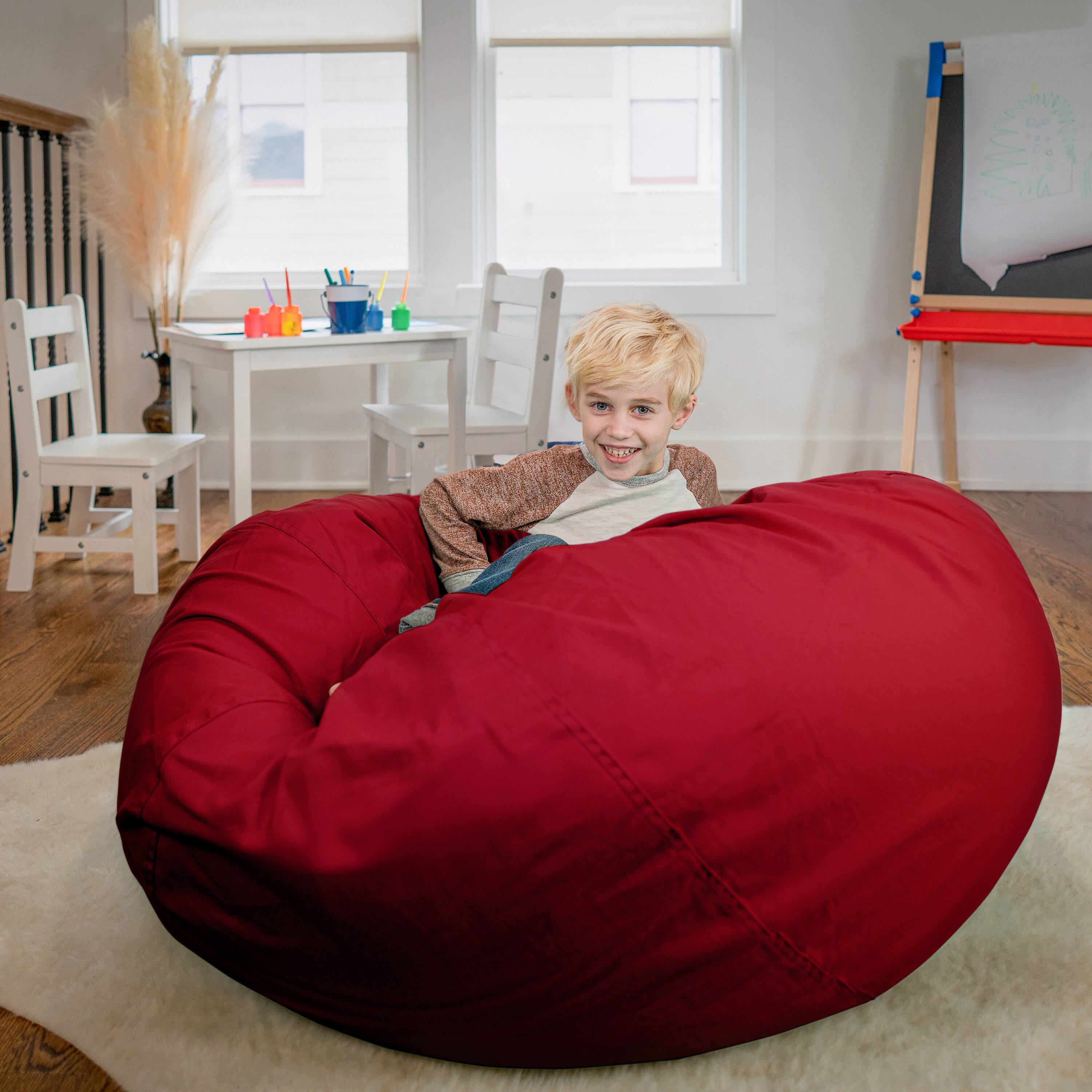 Alt View 3. Emma + Oliver - Oversized Bean Bag Chair for Kids and Adults - Red.