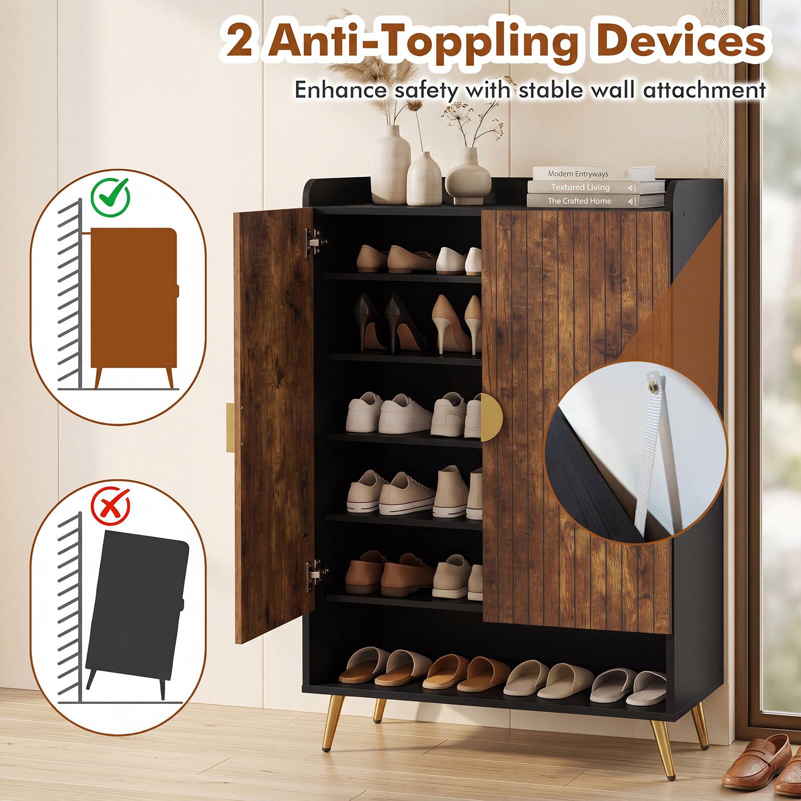 2 Anti-Topping Devices  
Enhance safety with stable wall attachment  

Modern Entryways  
Textured Living  
The Crafted Home
