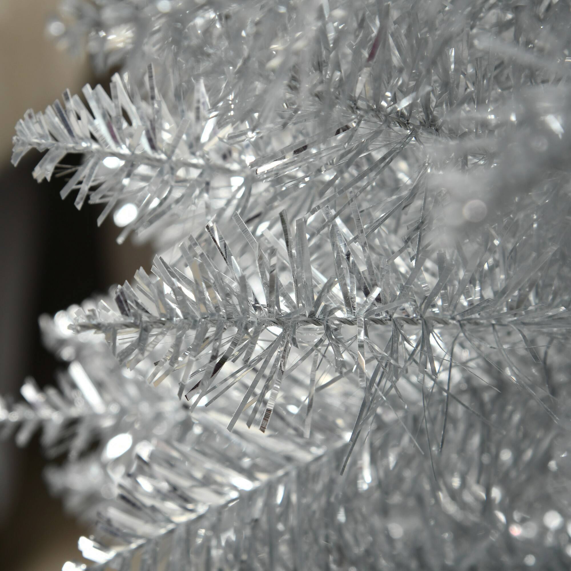 Alt View 7. Homcom - Artificial Pencil Christmas Tree, Slim Xmas Tree with 390 Realistic Branch Tips and Plastic Stand - silver.