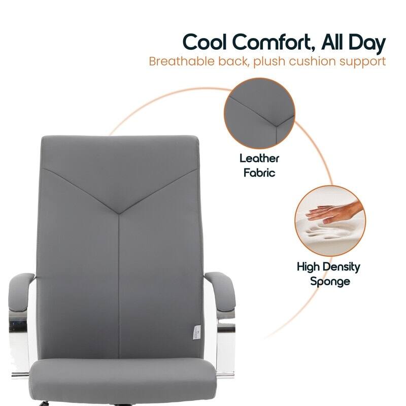 Cool Comfort, All Day  
Breathable back, plush cushion support  
Leather Fabric  
High Density Sponge