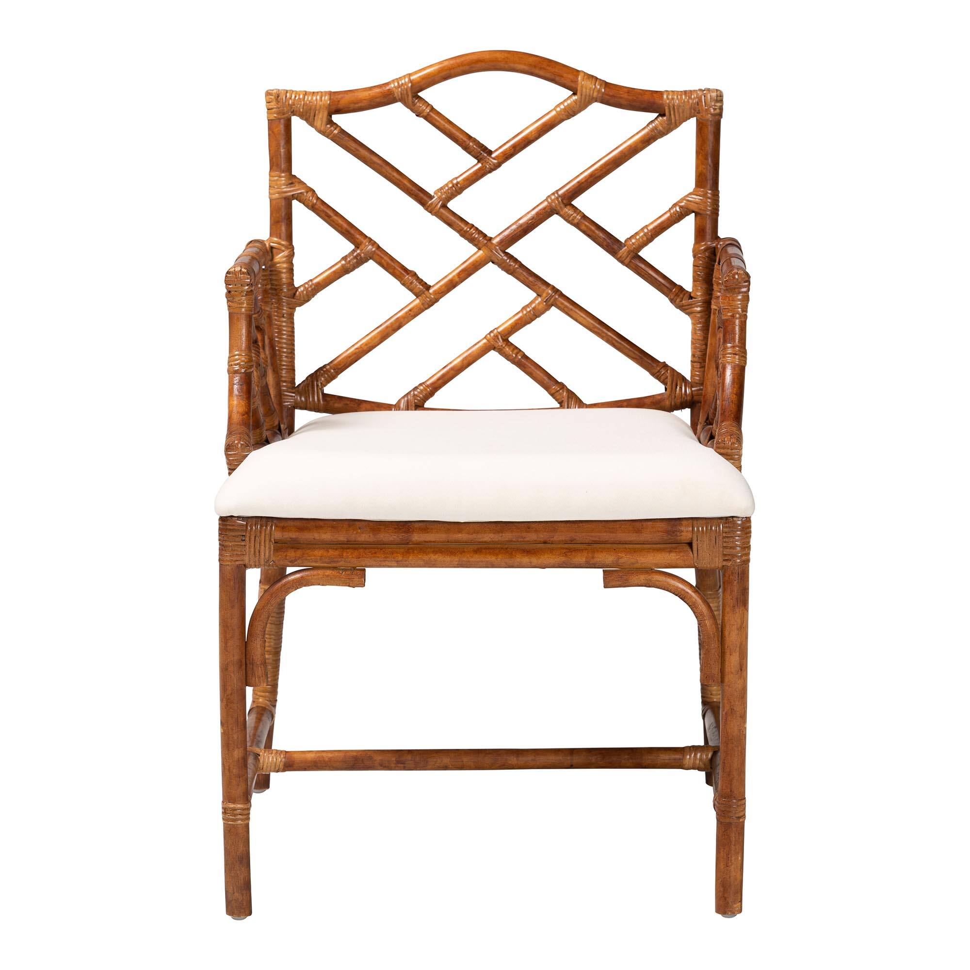 Angle. bali & pari - Aella Marbled Tortoise Natural Rattan Armchair - Handcrafted Wicker Accent Seating with Open Back - Marbled Tortoise Brown/White.