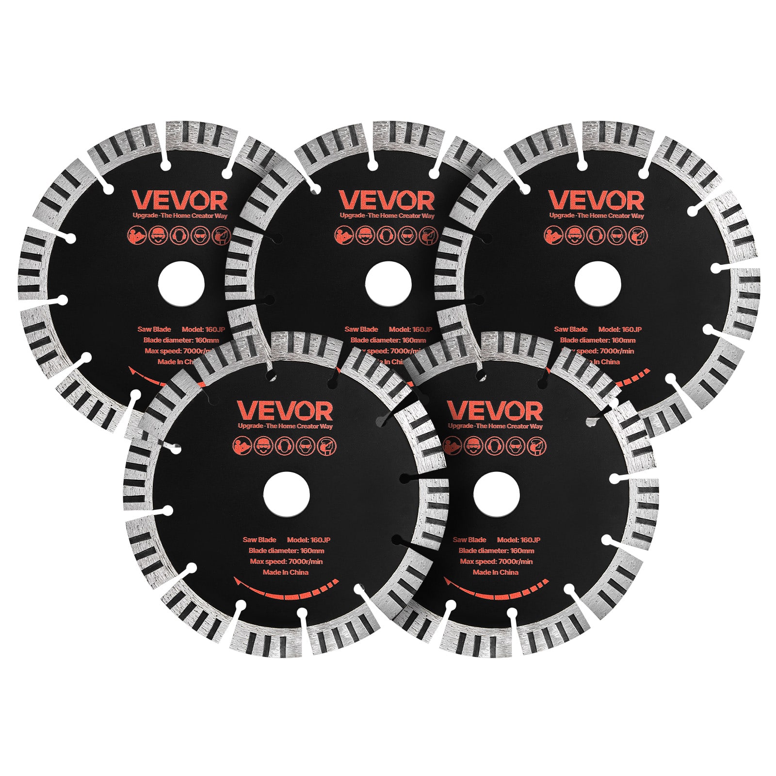 VEVOR - Diamond Blades 6.3 inch, 5-Pack Wall Chaser Saw Blade Cutting Blade, 0.87 in Arbor, High-Hardness Diamond Segments - Red price history on PriceWatchPro