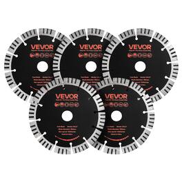 VEVOR - Diamond Blades 6.3 inch, 5-Pack Wall Chaser Saw Blade Cutting Blade, 0.87 in Arbor, High-Hardness Diamond Segments - Red
