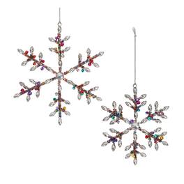 BreeBe - Rainbow Beaded Snowflake Ornament (Set of 12) - Silver, Purple