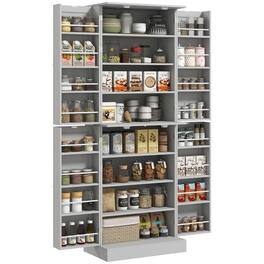 Homcom - 65" Kitchen Pantry Cabinet, Modern Storage Cabinet with Doors and Shelves, Freestanding Cupboard for Dining Room - Gray