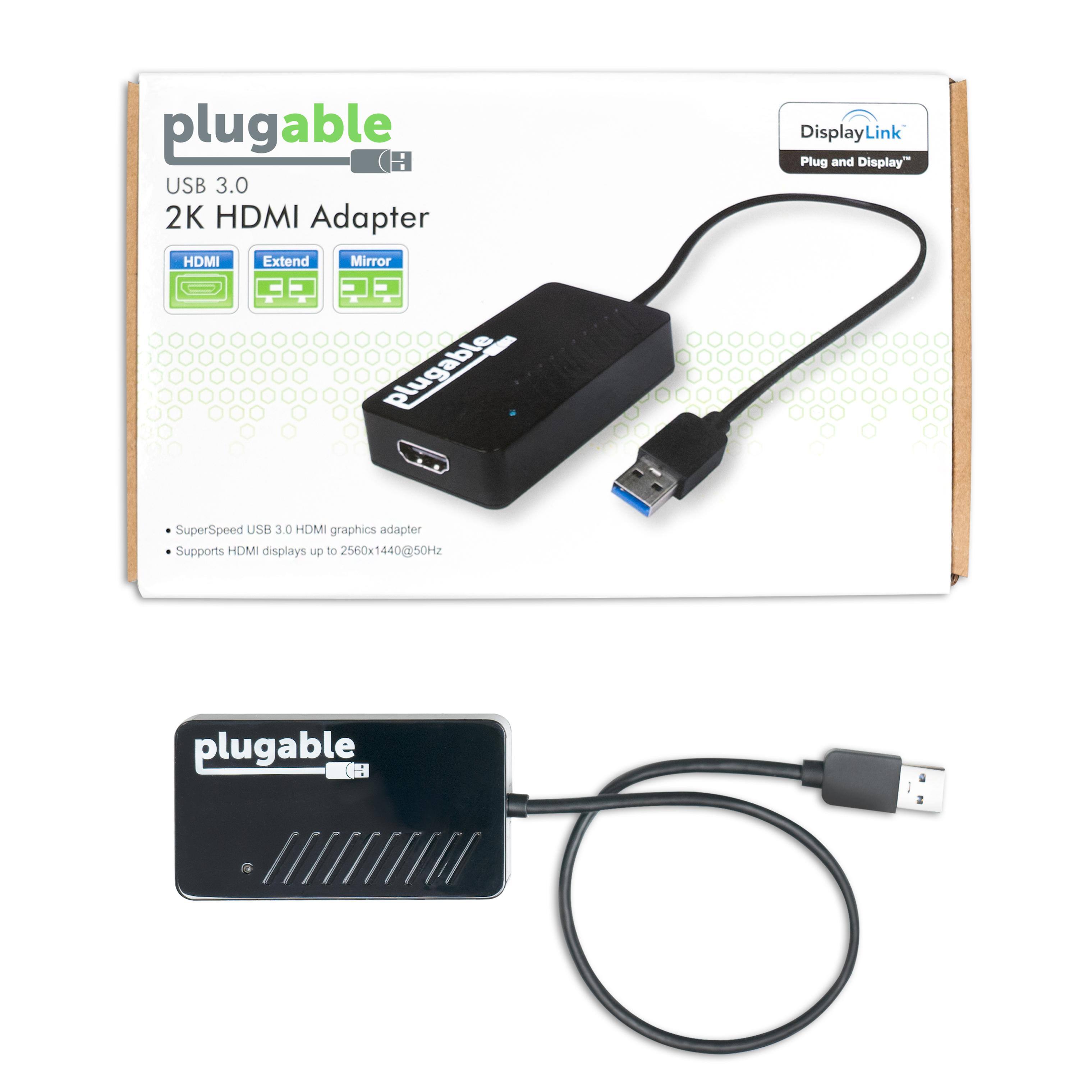 plugable USB 3.0 2K HDMI Adapter HDMI Extend Mirror plugable DisplayLink Link Plug and Display" SuperSpeed USB 3.0 HDMI graphics adapter Supports HDMI displays up to 2560x1440(50Hz