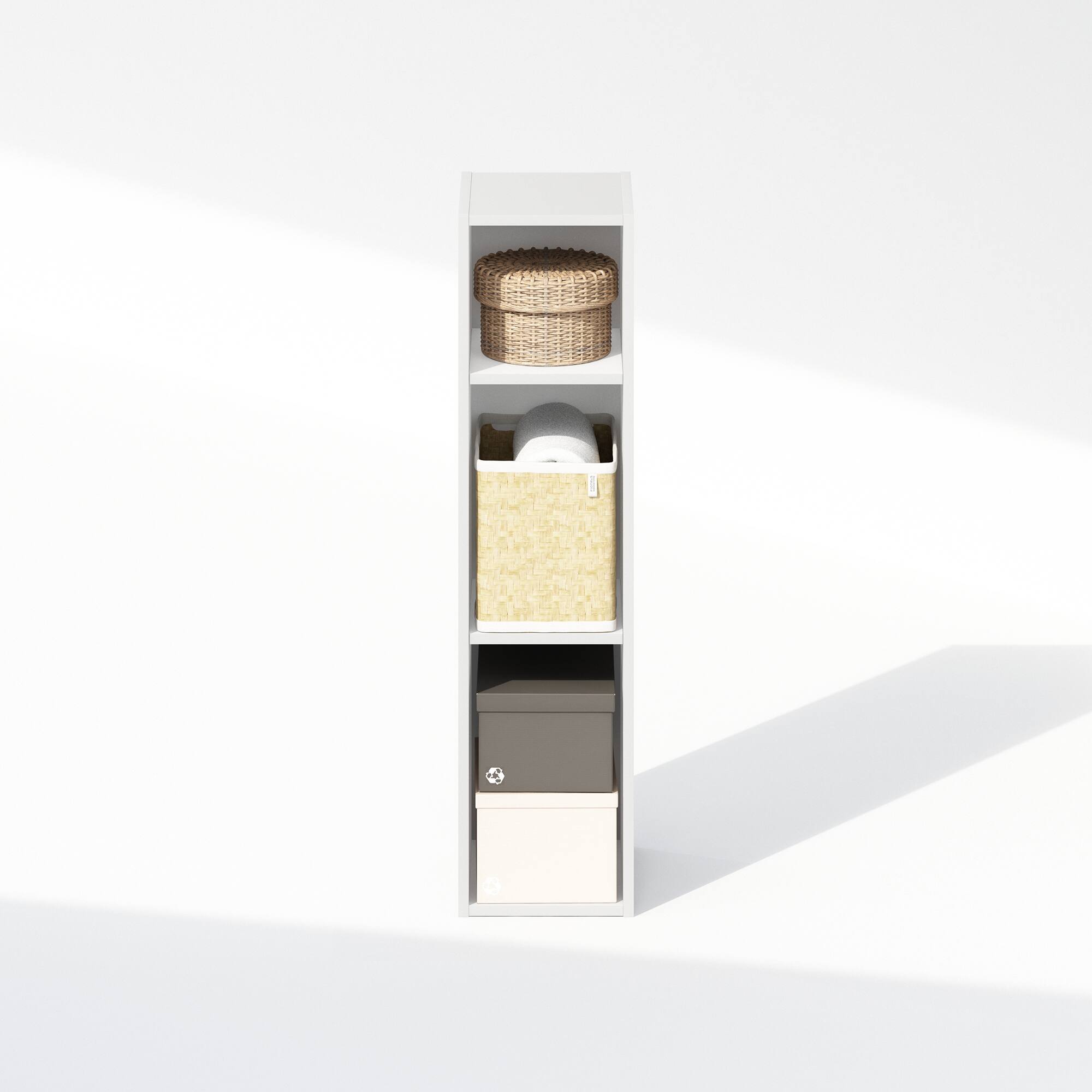 Alt View 4. Furinno - Reed 3-Tier Multipurpose Clothing & Closet Storage Organizer Shelf, 8-Inch Width - White.