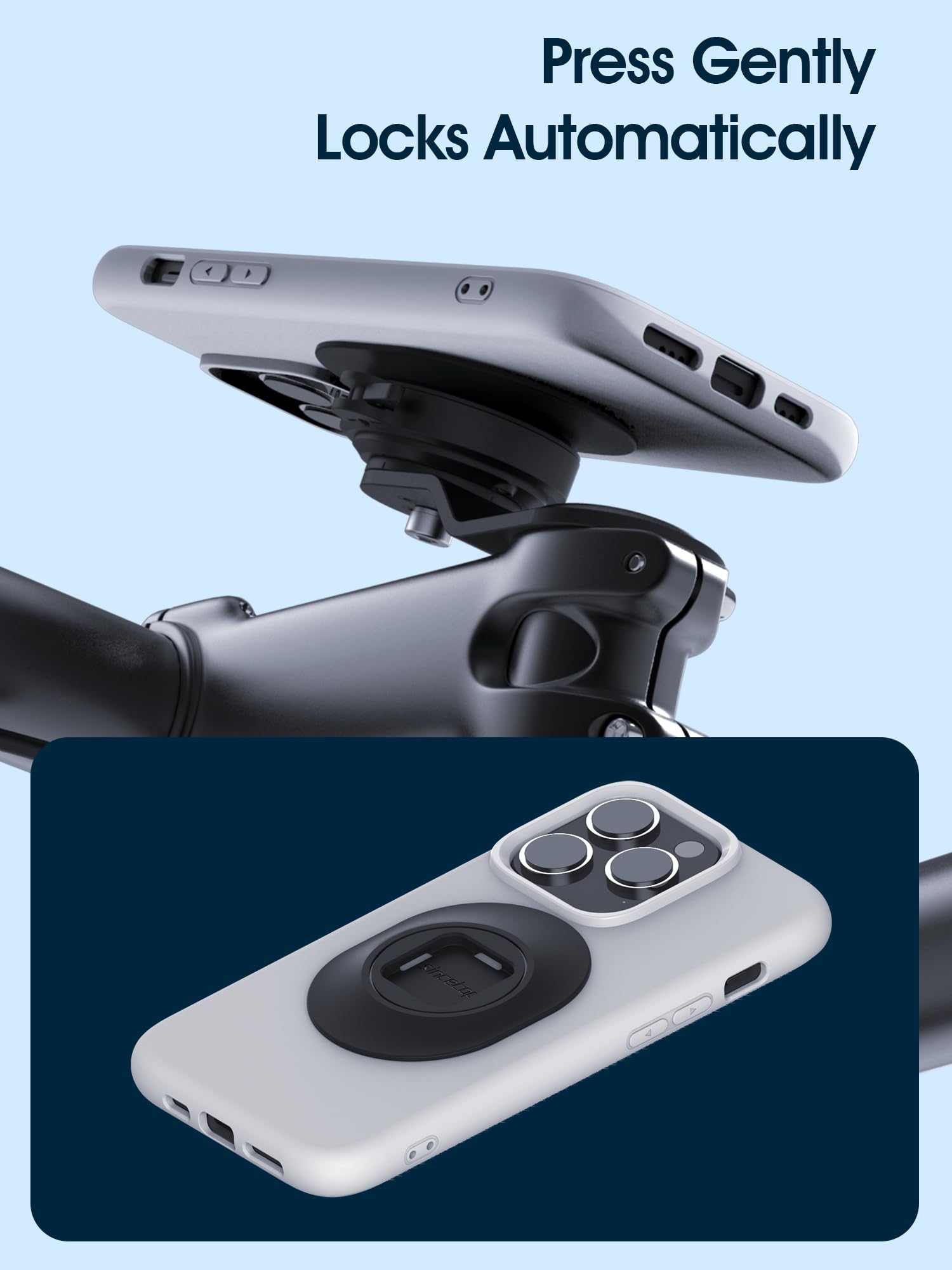 Press Gently  
Locks Automatically