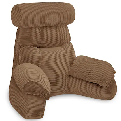 Front. MAGICAL RUBS - Pillow For Bed Sitting Up - With 9.4" Armrests Inch Arms Support Ideal Reading Watching Tv Gaming And Relaxing - Khaki Brown Large-for height>5'2"-Weight 6.17.